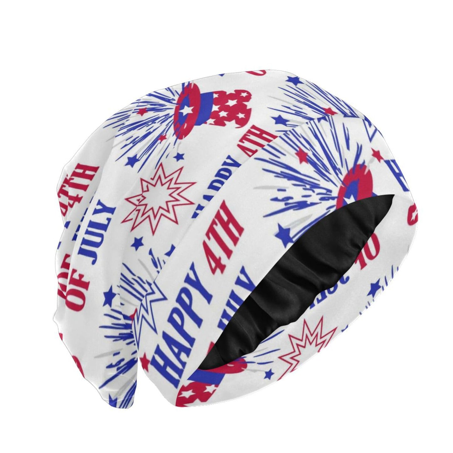 Satin Bonnet Lined Sleep Cap Hair Wrap Cover Slouchy Beanie for Curly Hair Protection for Gifts for Men Women Dark Blue Stars