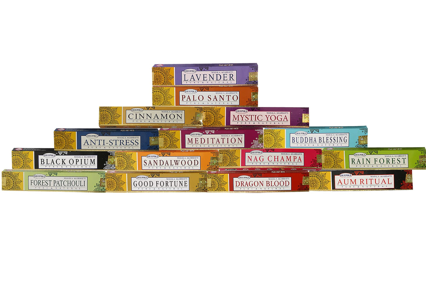 Satya Premium Mix Assorted Incense Sticks Set of 12 Pack | for Meditation, Aromatherapy, Healing, Yoga, Positivity and Relaxation | 180 Sticks (12Packs X 15Sticks)