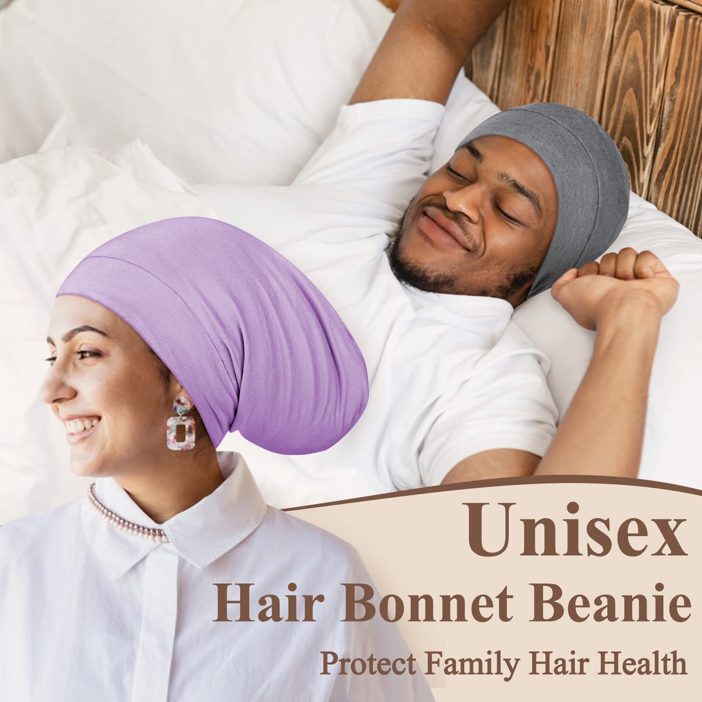 OLESILK 100% Mulberry Silk Bonnet for Sleeping Women, Silk Hair Wrap for Sleeping, Silk Sleep Bonnet for Women&Men, Real Silk, Not Satin, Reddish Brown