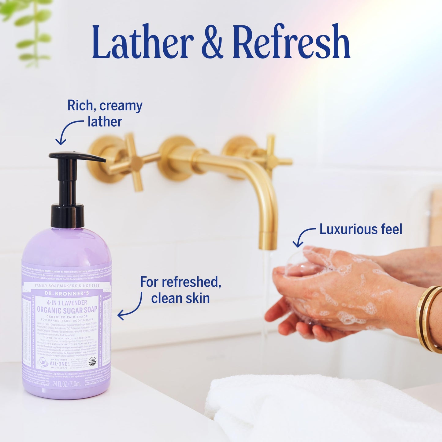 Dr. Bronner's - Organic Sugar Soap (Lemongrass, 24 Ounce) - Made with Organic Oils, Sugar and Shikakai Powder, 4-in-1 Uses: Hands, Body, Face and Hair, Cleanses, Moisturizes and Nourishes, Vegan