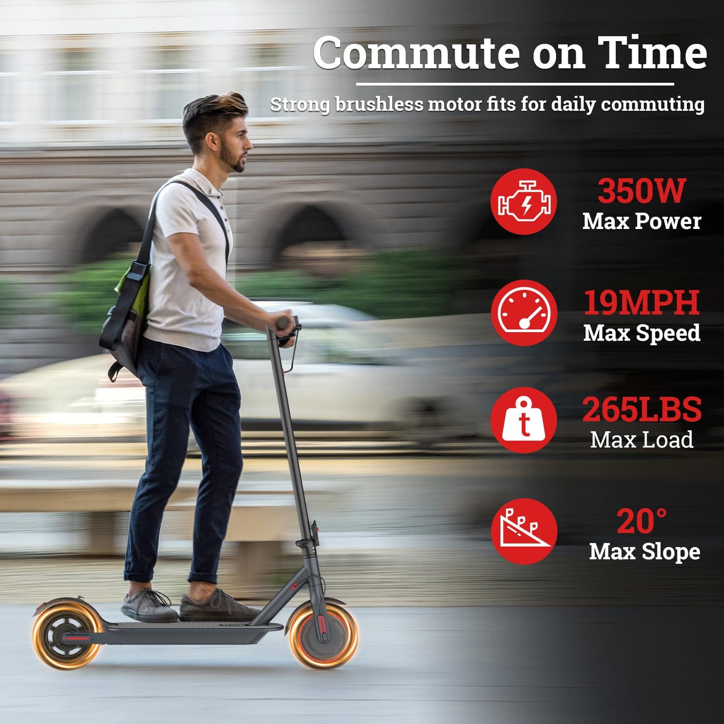 Electric Scooter for Adults, 350W/500W Motor, 16-22 Miles Range, 8.5"/10" Solid Tires, Dual Braking & Suspension, Folding Portable Commuting E-Scooter with App