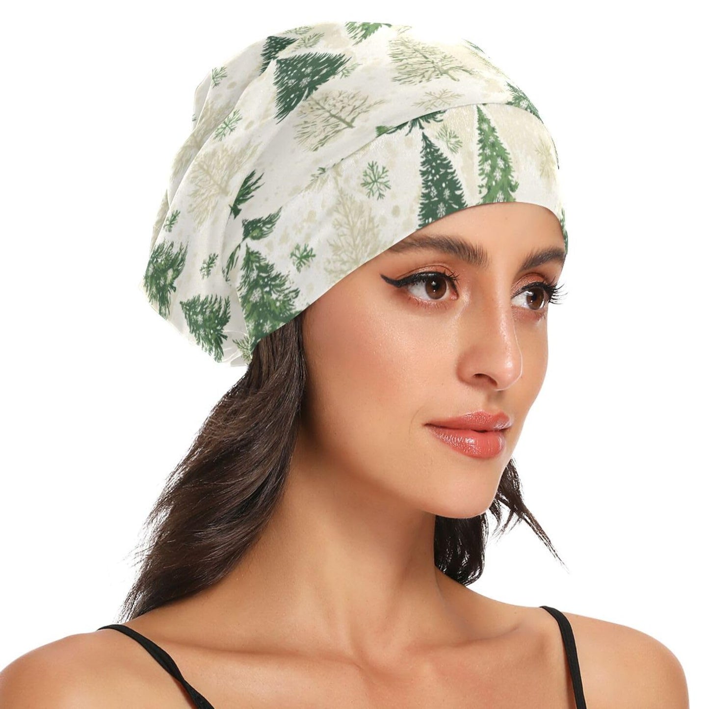 Satin Bonnet Lined Sleep Cap Hair Wrap Cover Slouchy Beanie for Curly Hair Protection for Gifts for Men Women Dark Blue Stars