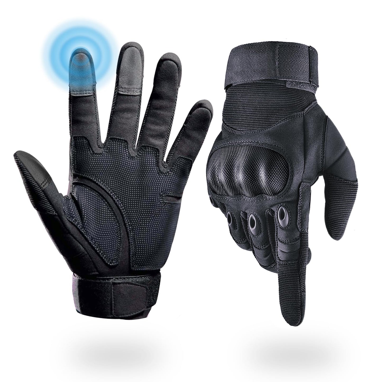 Tactical Gloves for Men, Shooting & Motorcycle Gloves with Hard Shell Knuckle Protection & Leather Palm for Airsoft Motorcycle Cycling Paintball Sports Climbing Training Hunting