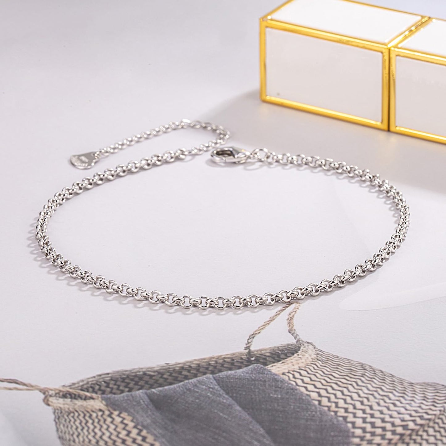 Dankadi Women 925 Sterling Silver Anklets Bracelet Men Simple Chopin/Box Chain/Twist Rope Chain Summer Beach Foot 24k Gold Plated Jewelry Gift