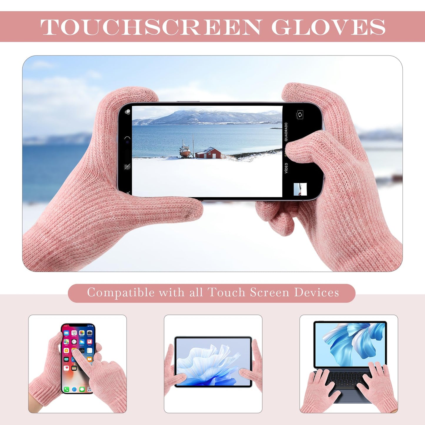 Winter Gloves for Women Upgraded Touch Screen Warm Knit Gloves for Working Driving Running