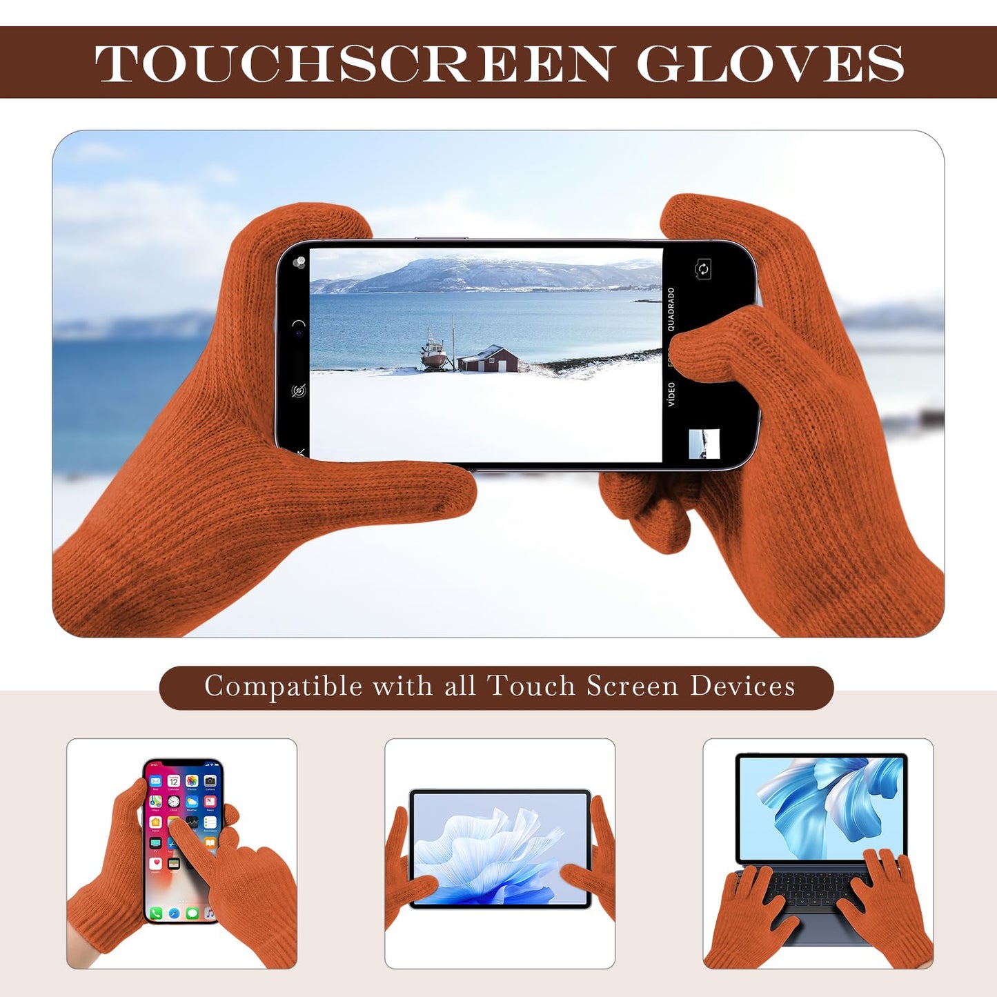 Winter Gloves for Women Upgraded Touch Screen Warm Knit Gloves for Working Driving Running