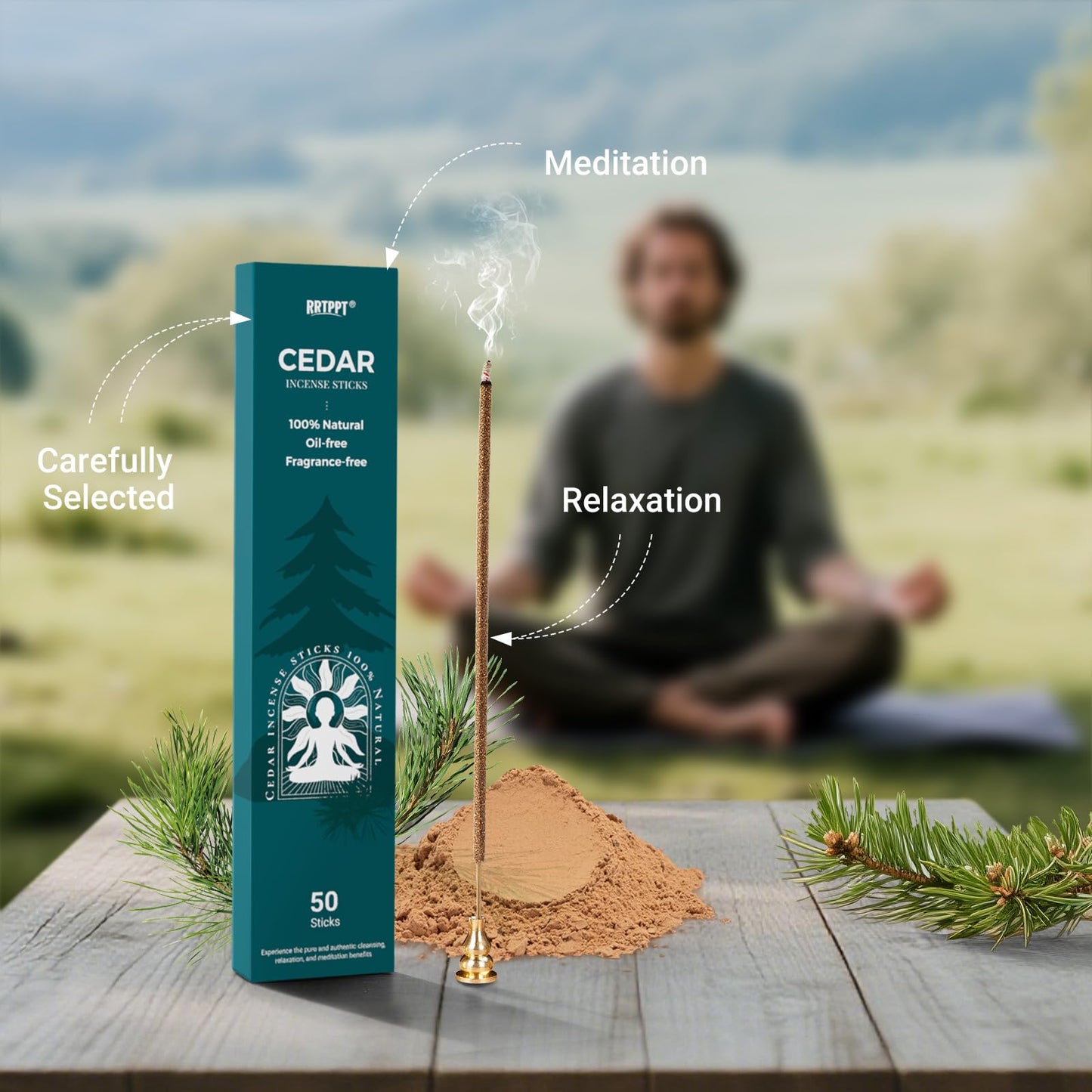 White Sage Incense Sticks (50 Sticks), 100% Natural sustainably harvested White Sage, Suitable for Yoga, Meditation, Relaxation, and Spiritual Purification