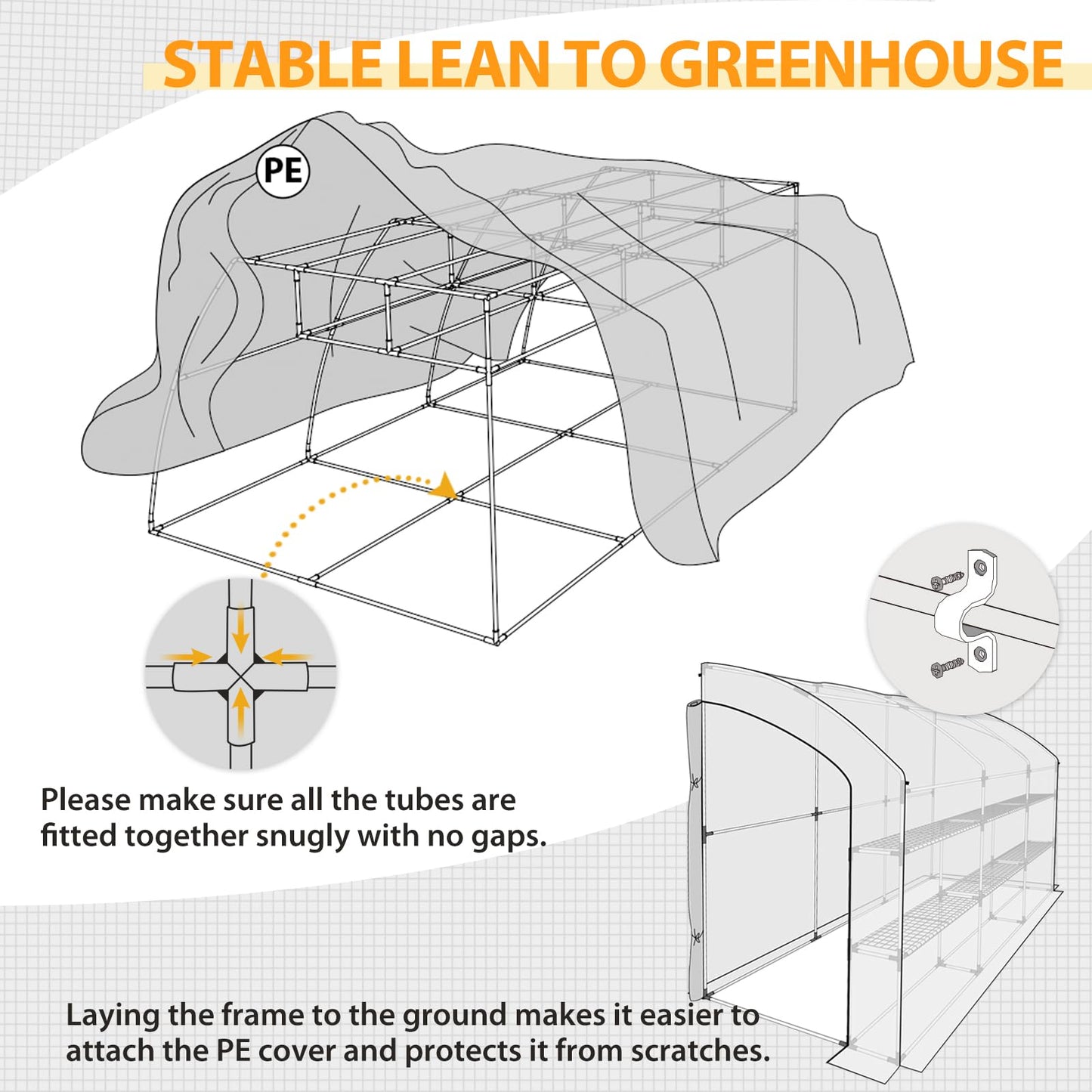 EAGLE PEAK 3 Tier Lean to Portable Greenhouse, Heavy-Duty Indoor & Outdoor Garden with Wire Shelves, 2 Roll-Up Zipper Doors, Easy Assembly, 79"x39"x83" Clear/Green PE Cover
