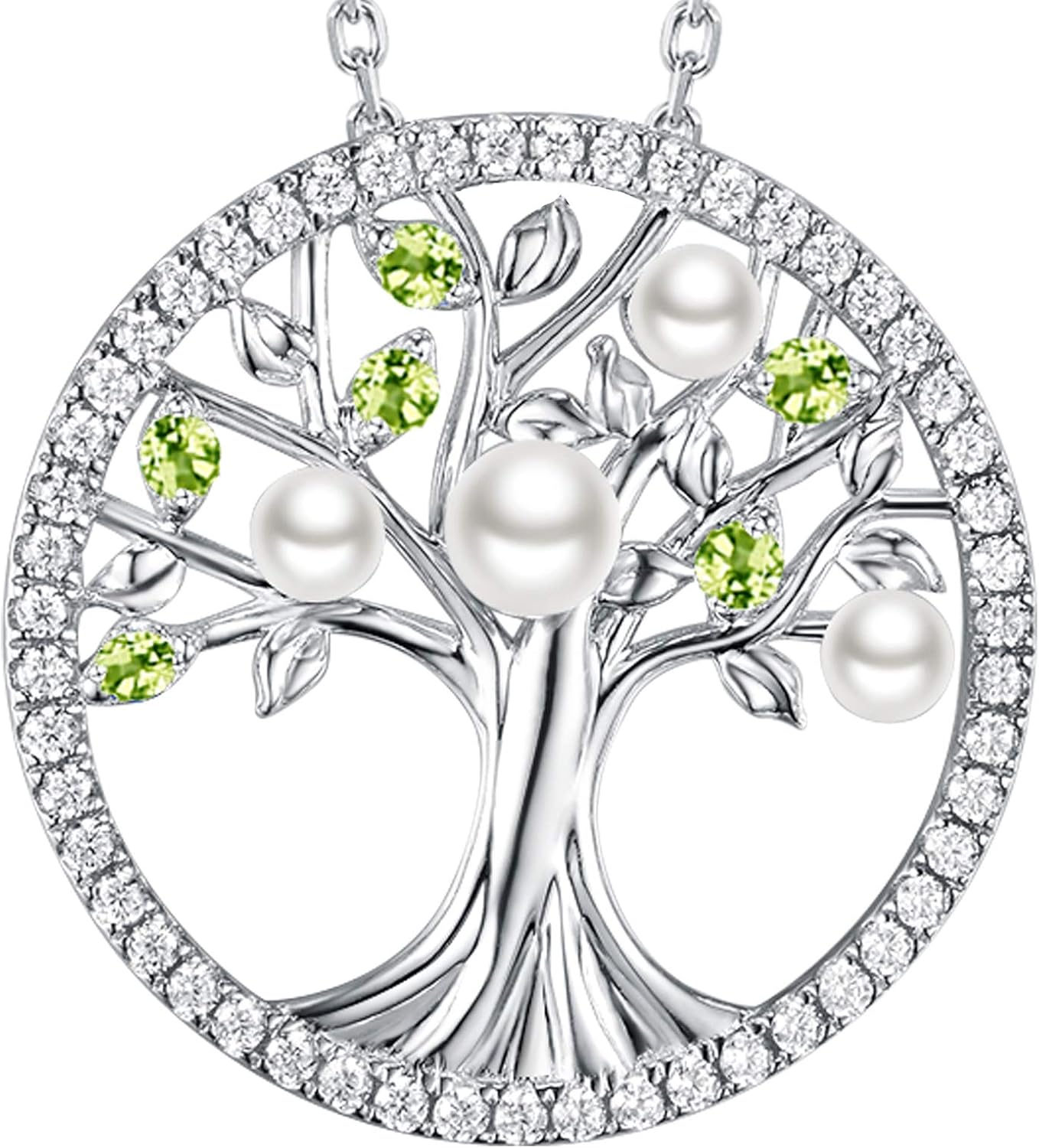 Tree of Life Necklace Birthday Gifts for Wife Mom January February Birthstones Necklace Garnet Amethyst and More Stones Jewelry 925 Sterling Silver