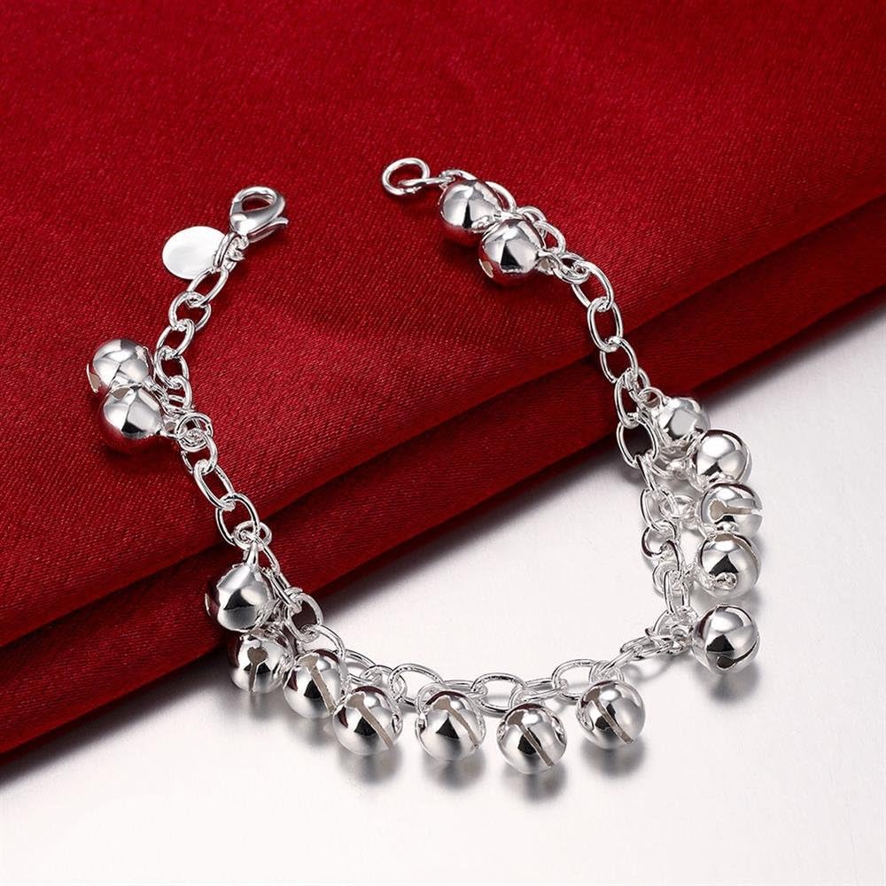 WDIYIEETN 925 Sterling Silver Bells Chain Adjustable Bracelet for Women