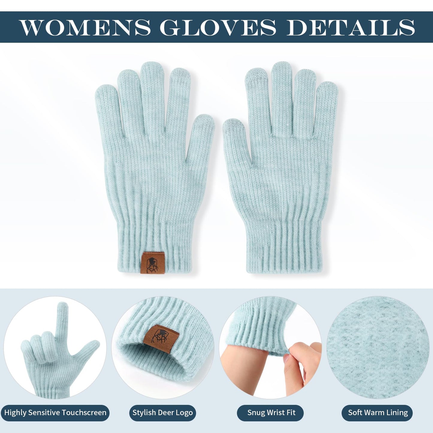 Winter Gloves for Women Upgraded Touch Screen Warm Knit Gloves for Working Driving Running