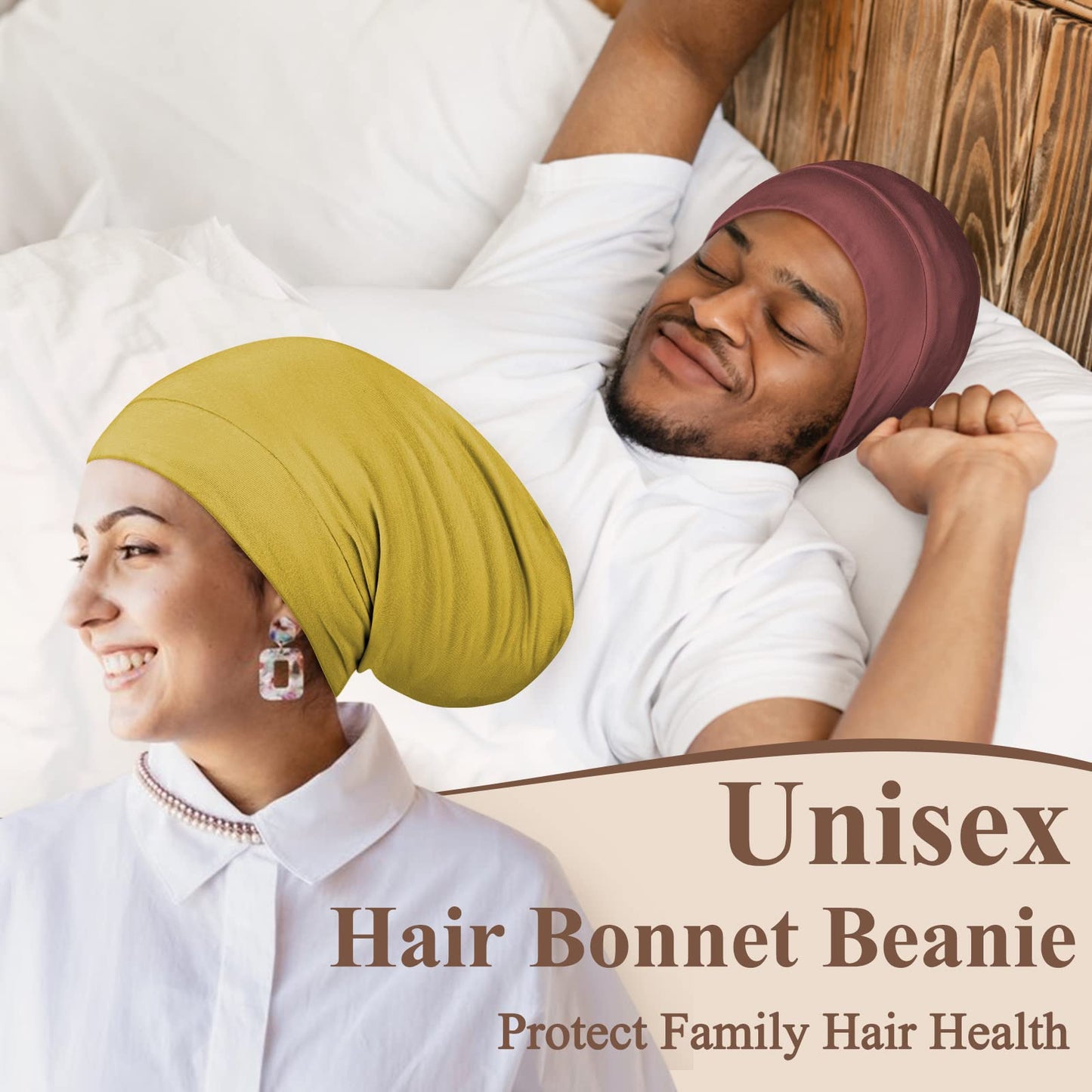 OLESILK 100% Mulberry Silk Bonnet for Sleeping Women, Silk Hair Wrap for Sleeping, Silk Sleep Bonnet for Women&Men, Real Silk, Not Satin, Reddish Brown