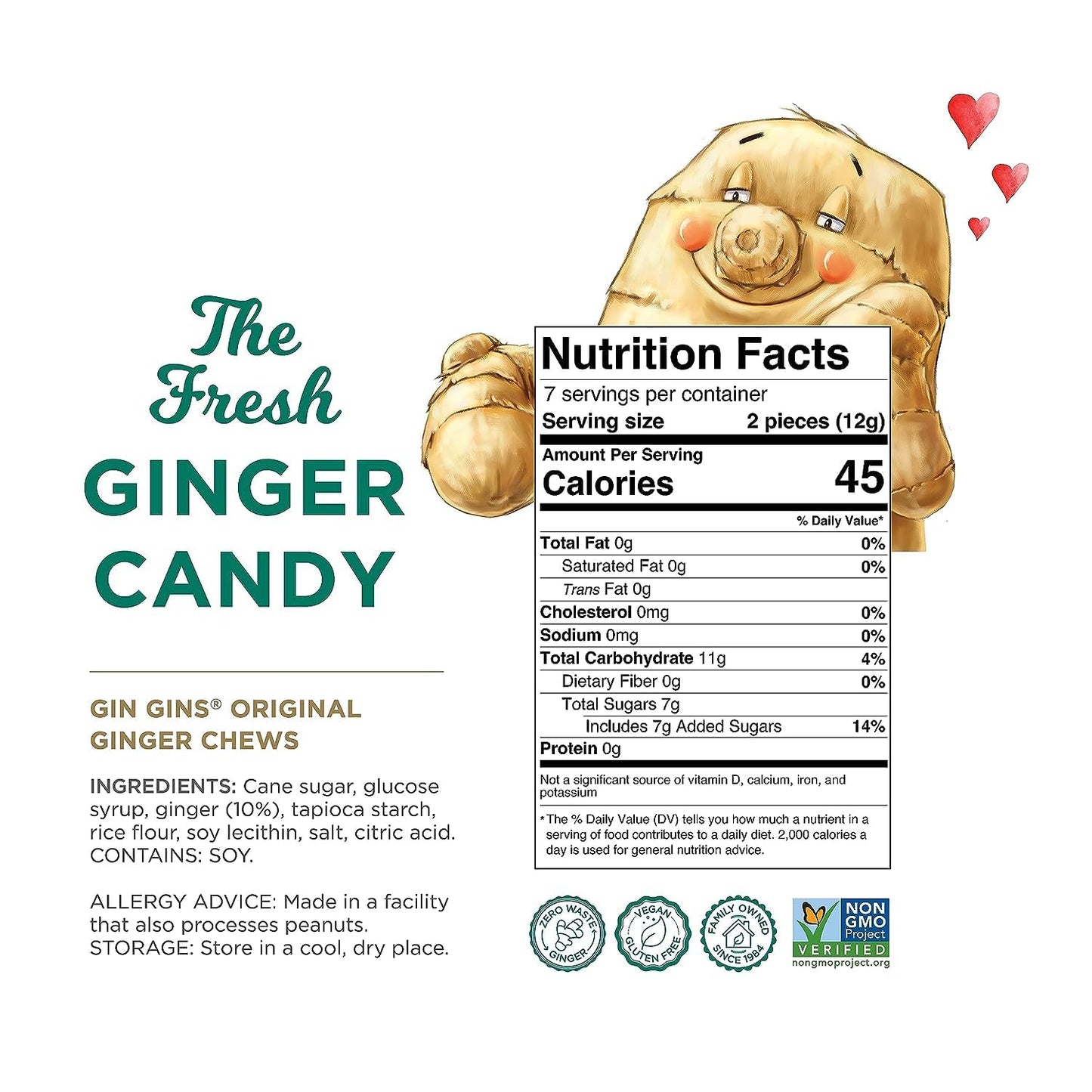 GIN GINS Ginger Chews – Natural Fresh Ginger Candy by The Ginger People – Individually Wrapped Healthy Candy – Original, Apple, Peanut and Turmeric Flavors – Variety Pack – 4 x 3oz bag each flavor (Pack of 4 bags)