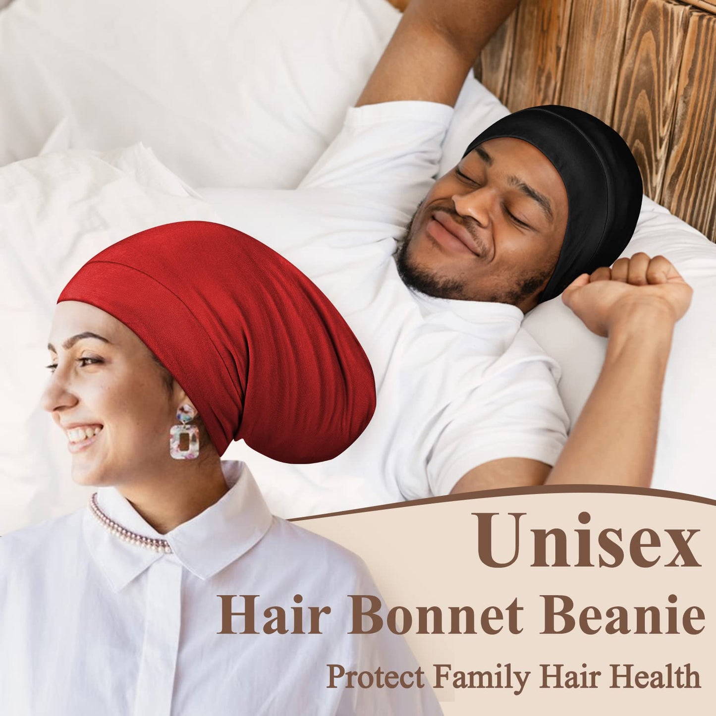 OLESILK 100% Mulberry Silk Bonnet for Sleeping Women, Silk Hair Wrap for Sleeping, Silk Sleep Bonnet for Women&Men, Real Silk, Not Satin, Reddish Brown