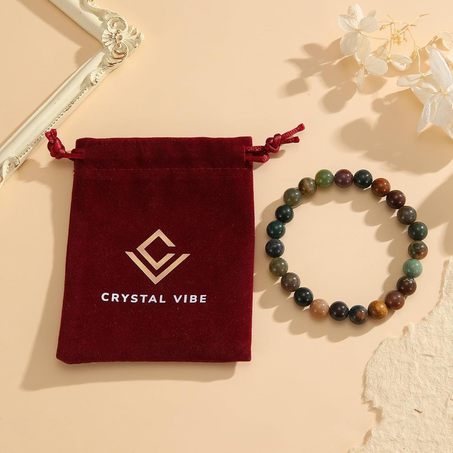 Crystal Vibe Handmade Natural Amethyst Bracelet for Women - Stretchable 8mm Bead Bracelet - Adjustable size Crystal Bracelet for Women