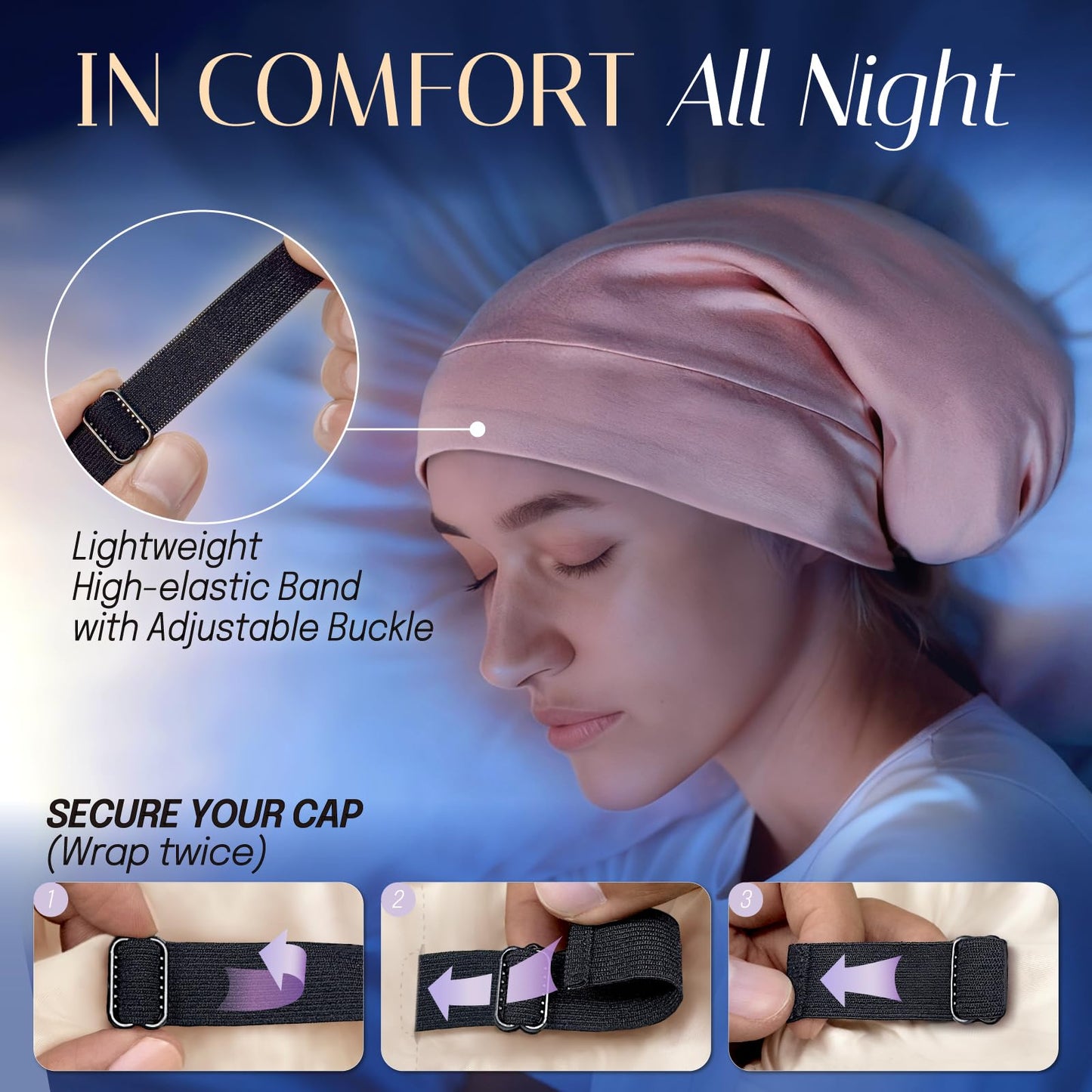 OLESILK 100% Mulberry Silk Bonnet for Sleeping Women, Silk Hair Wrap for Sleeping, Silk Sleep Bonnet for Women&Men, Real Silk, Not Satin, Reddish Brown