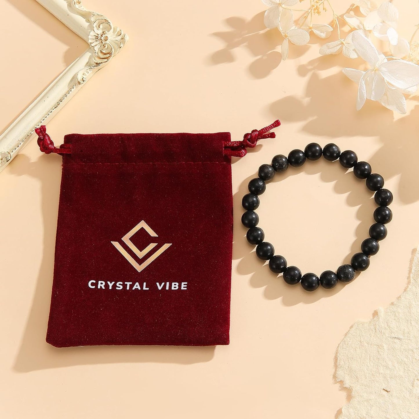 Crystal Vibe Handmade Natural Amethyst Bracelet for Women - Stretchable 8mm Bead Bracelet - Adjustable size Crystal Bracelet for Women