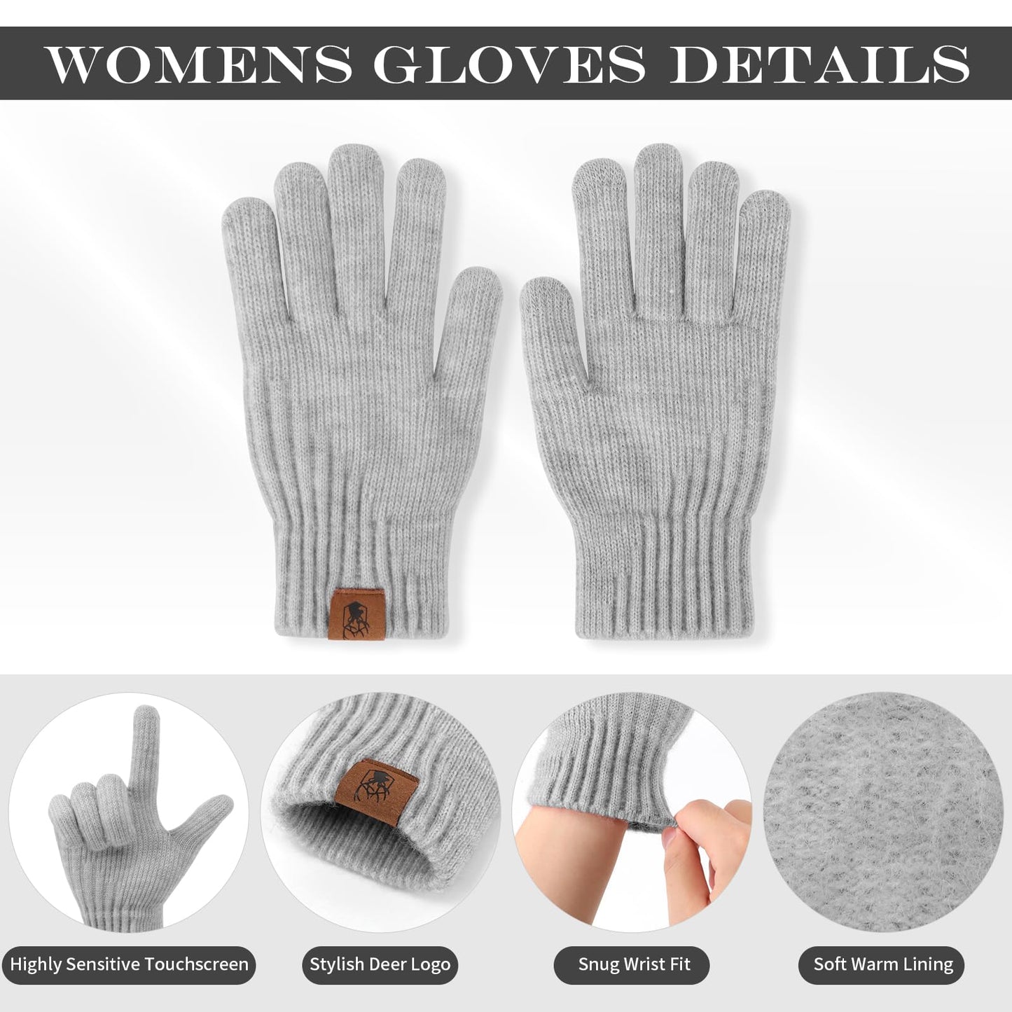 Winter Gloves for Women Upgraded Touch Screen Warm Knit Gloves for Working Driving Running