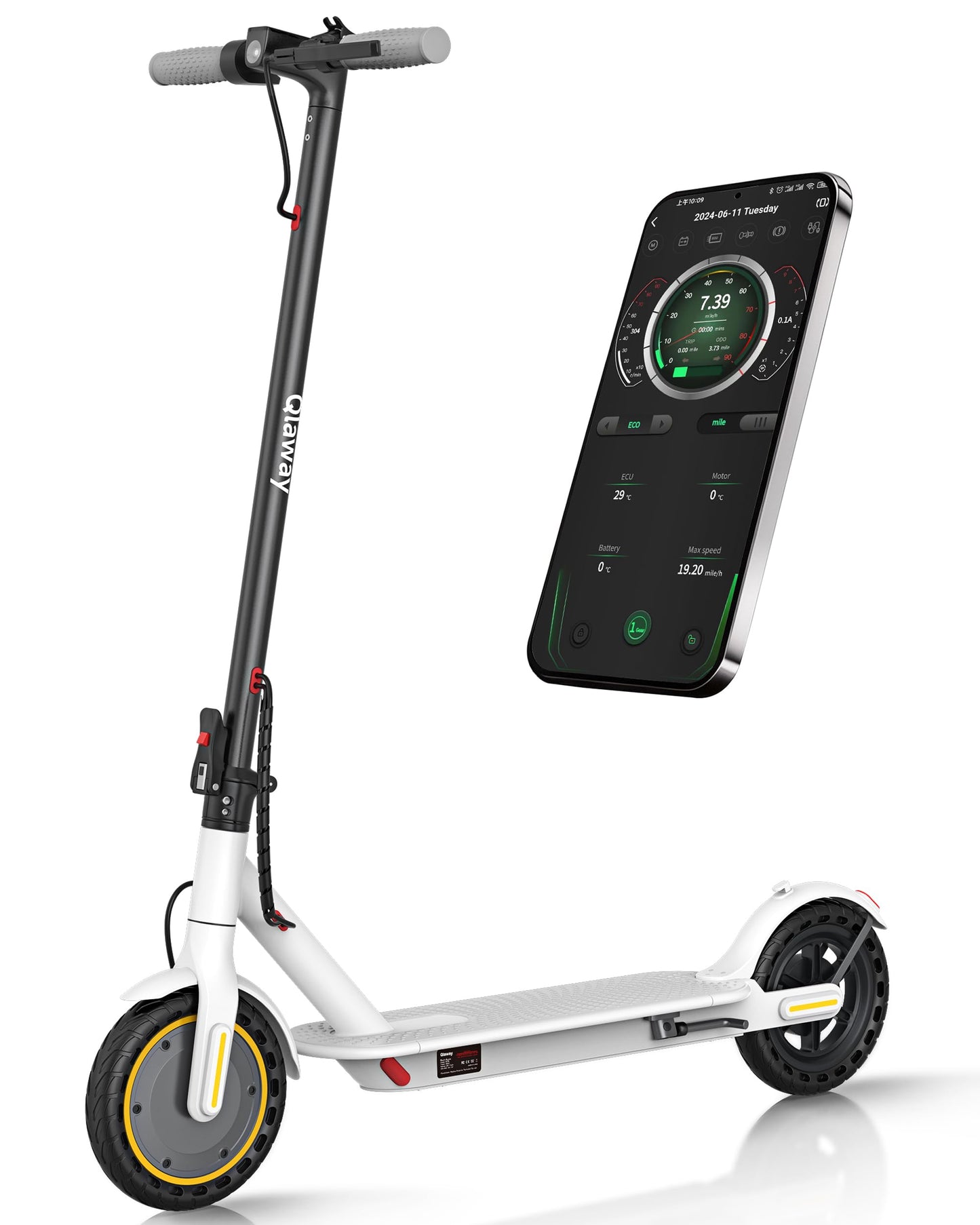Electric Scooter for Adults, 350W/500W Motor, 16-22 Miles Range, 8.5"/10" Solid Tires, Dual Braking & Suspension, Folding Portable Commuting E-Scooter with App