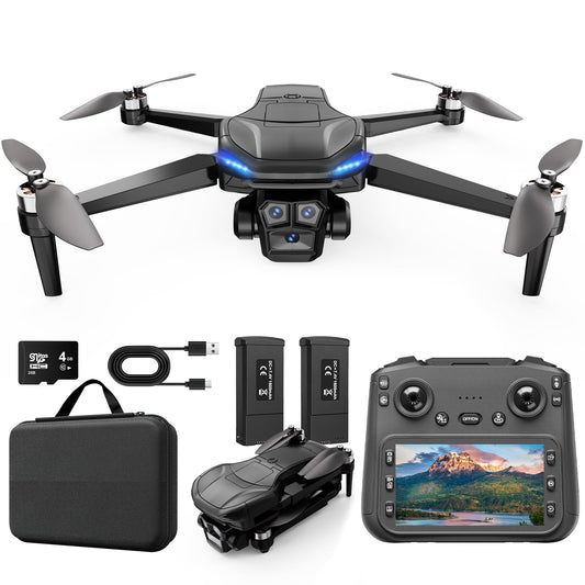 4K GPS Drone with Camera for Adults with 4.5” HD Screen Controller, Brushless Motor, Includes SD Card, 60-Min Flight Time, Auto Return, Follow Me, Under 249g, Great Gift for Beginner