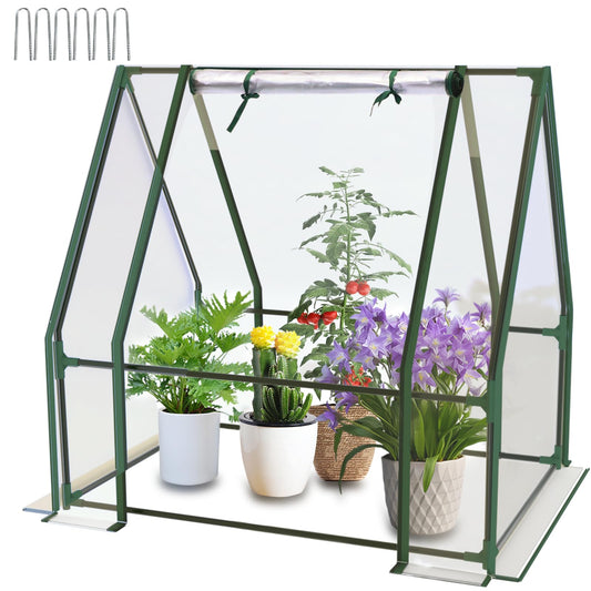 10×7×7 FT Greenhouses for Outdoors Heavy Duty, Large Walk in Green Houses for Outside with 6 Ventilated Mesh Windows & Roll-up Door & Reinforced Frame