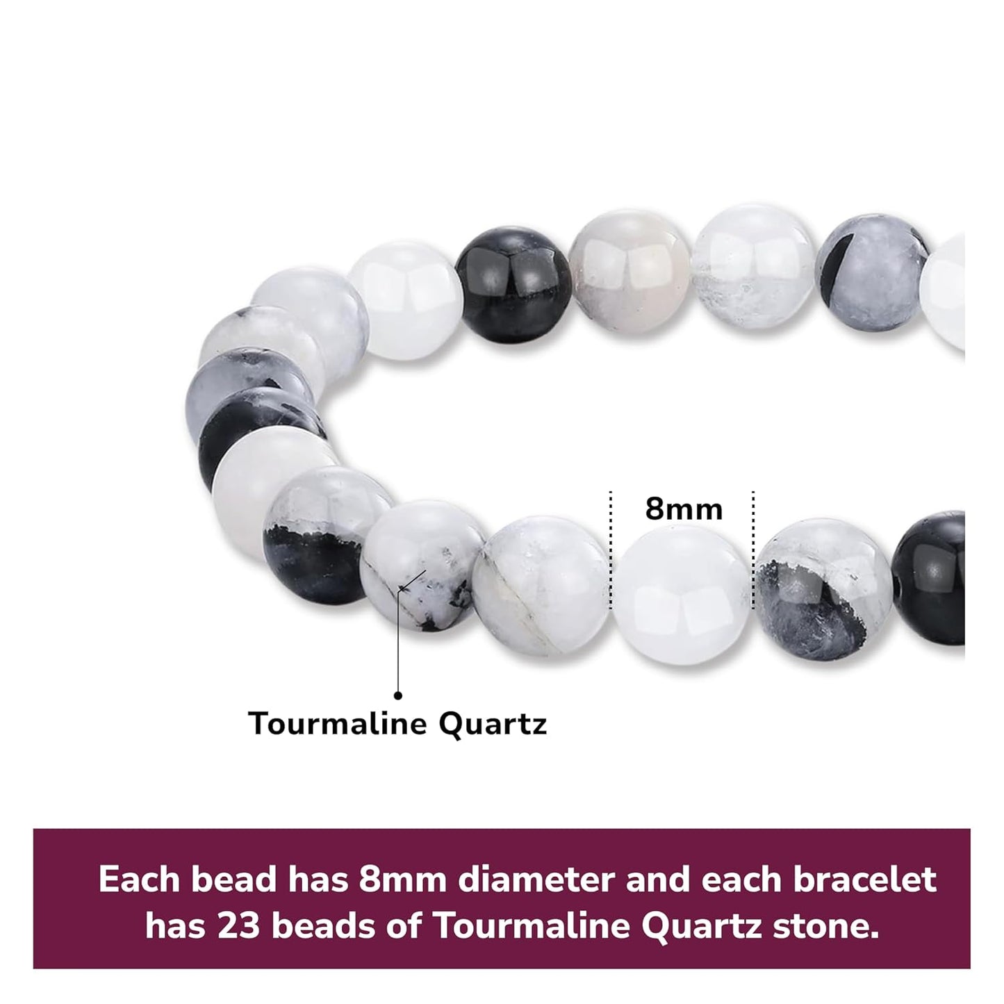 Crystal Vibe Handmade Natural Amethyst Bracelet for Women - Stretchable 8mm Bead Bracelet - Adjustable size Crystal Bracelet for Women