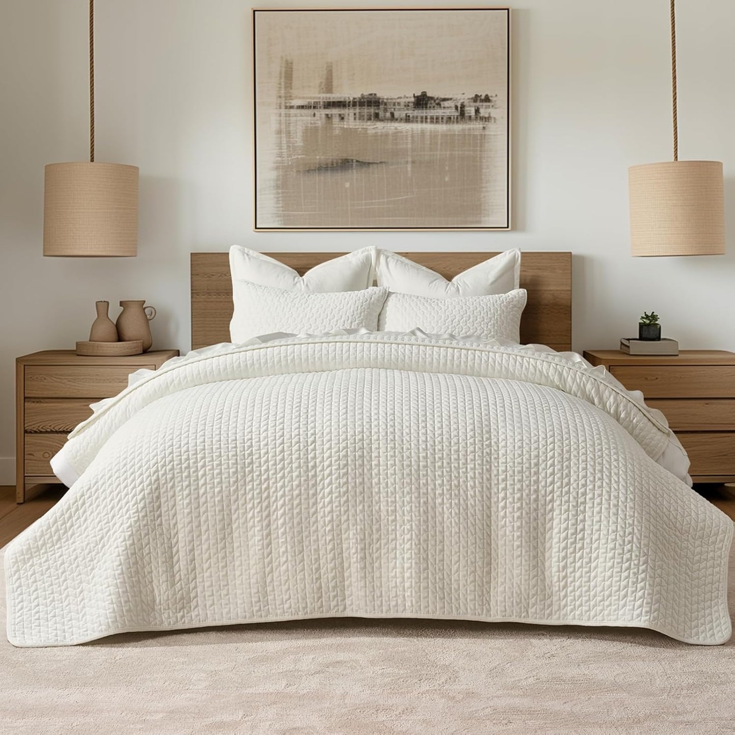 EverGrace Luxury Velvet Quilt Set King Size 3 Piece, Soft Cross-Stitch Velvet Comforter Set with Pillow Shams, Lightweight Coverlet Bedspread Bedding Set for All Seasons, Light Taupe