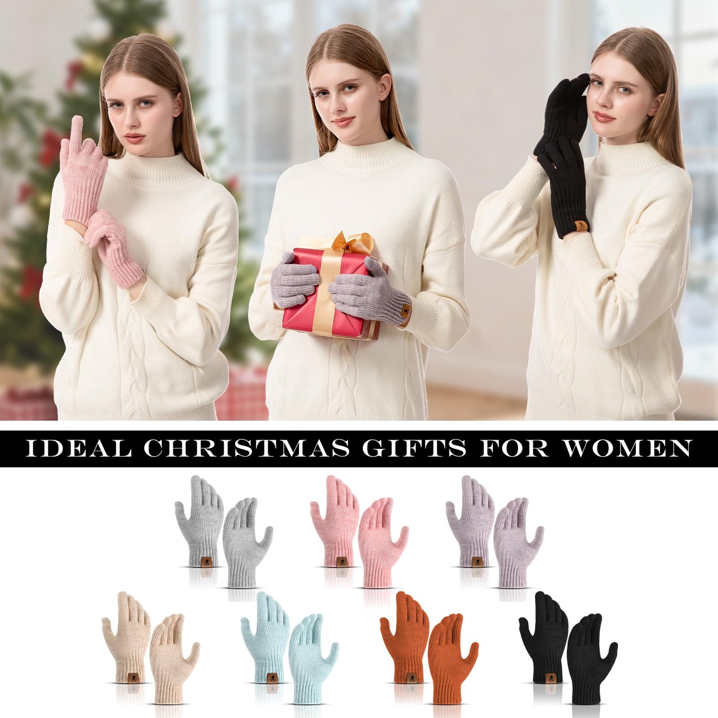Winter Gloves for Women Upgraded Touch Screen Warm Knit Gloves for Working Driving Running