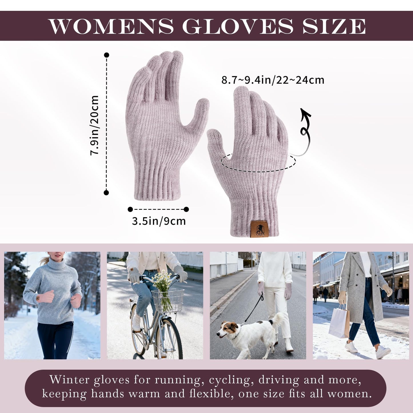 Winter Gloves for Women Upgraded Touch Screen Warm Knit Gloves for Working Driving Running