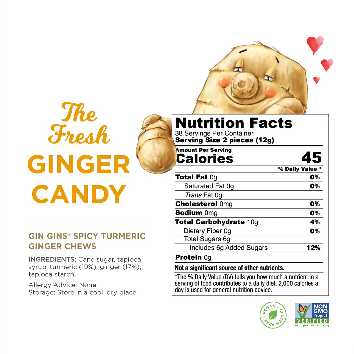 GIN GINS Spicy Apple Ginger Chews – Natural Fresh Ginger Candy by The Ginger People – Individually Wrapped Healthy Candy – Spicy Apple Ginger Flavor – Large 1 lb Bag (16oz) – Pack of 1