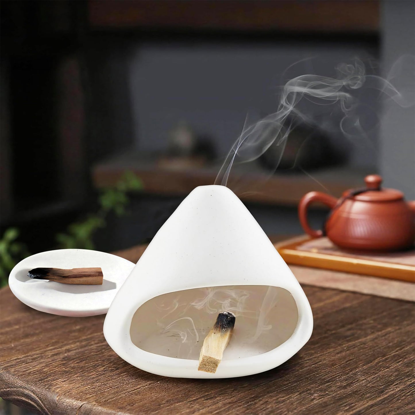 Set of 2 Ceramic Incense Burner Palo Santo Holder for Burning Sage Sticks Burning Bowl for Women Meditation Spiritual Decor(Brownness)
