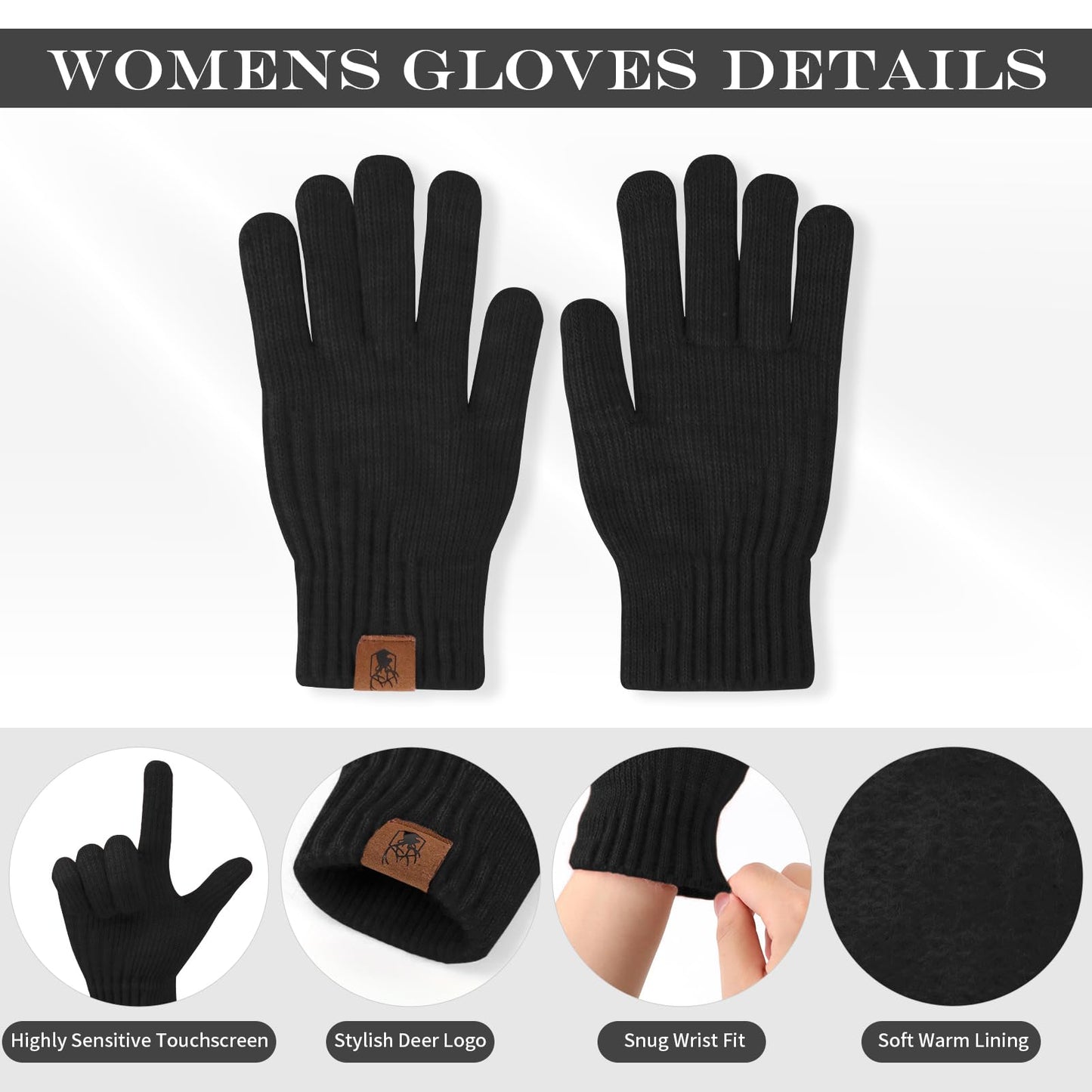 Winter Gloves for Women Upgraded Touch Screen Warm Knit Gloves for Working Driving Running