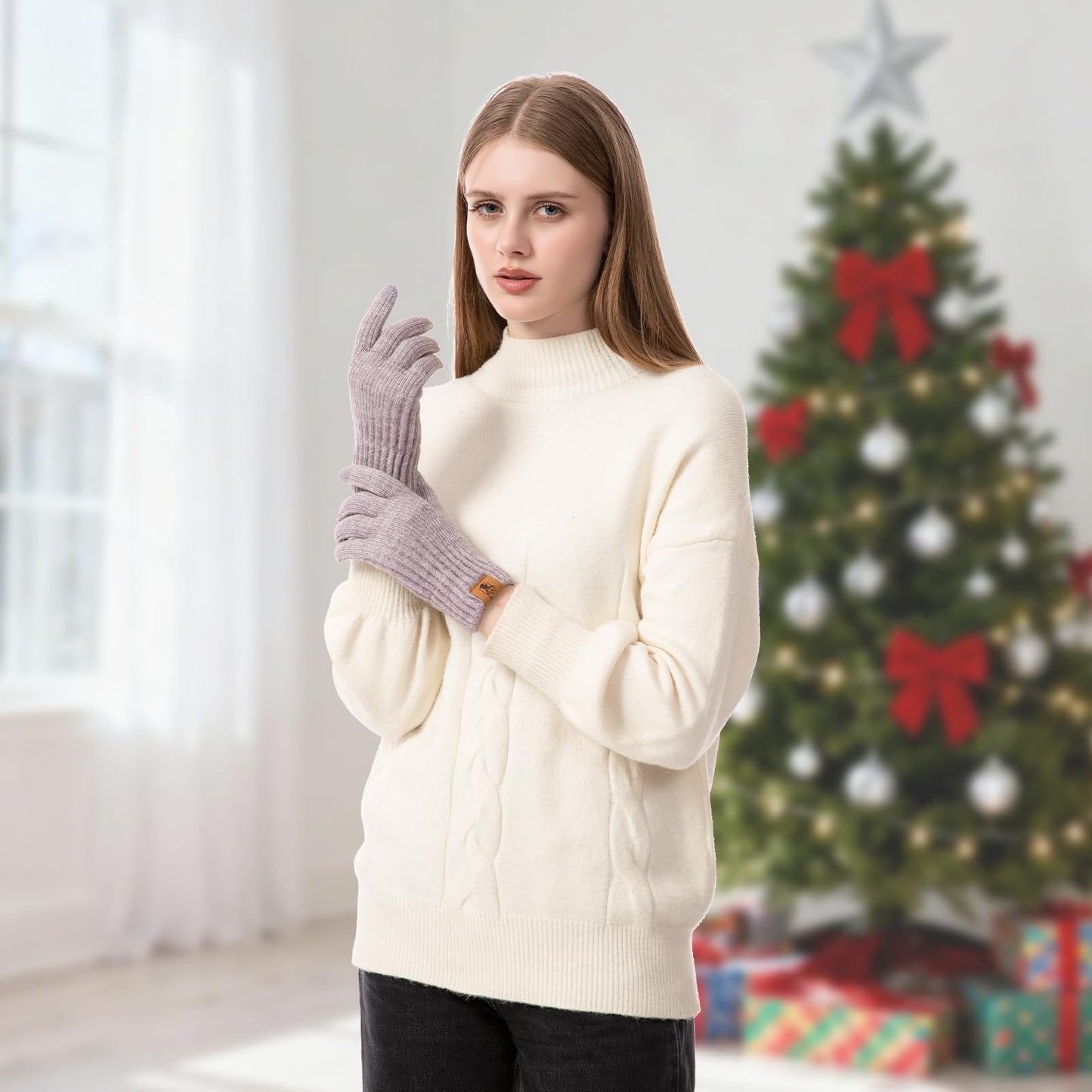 Winter Gloves for Women Upgraded Touch Screen Warm Knit Gloves for Working Driving Running