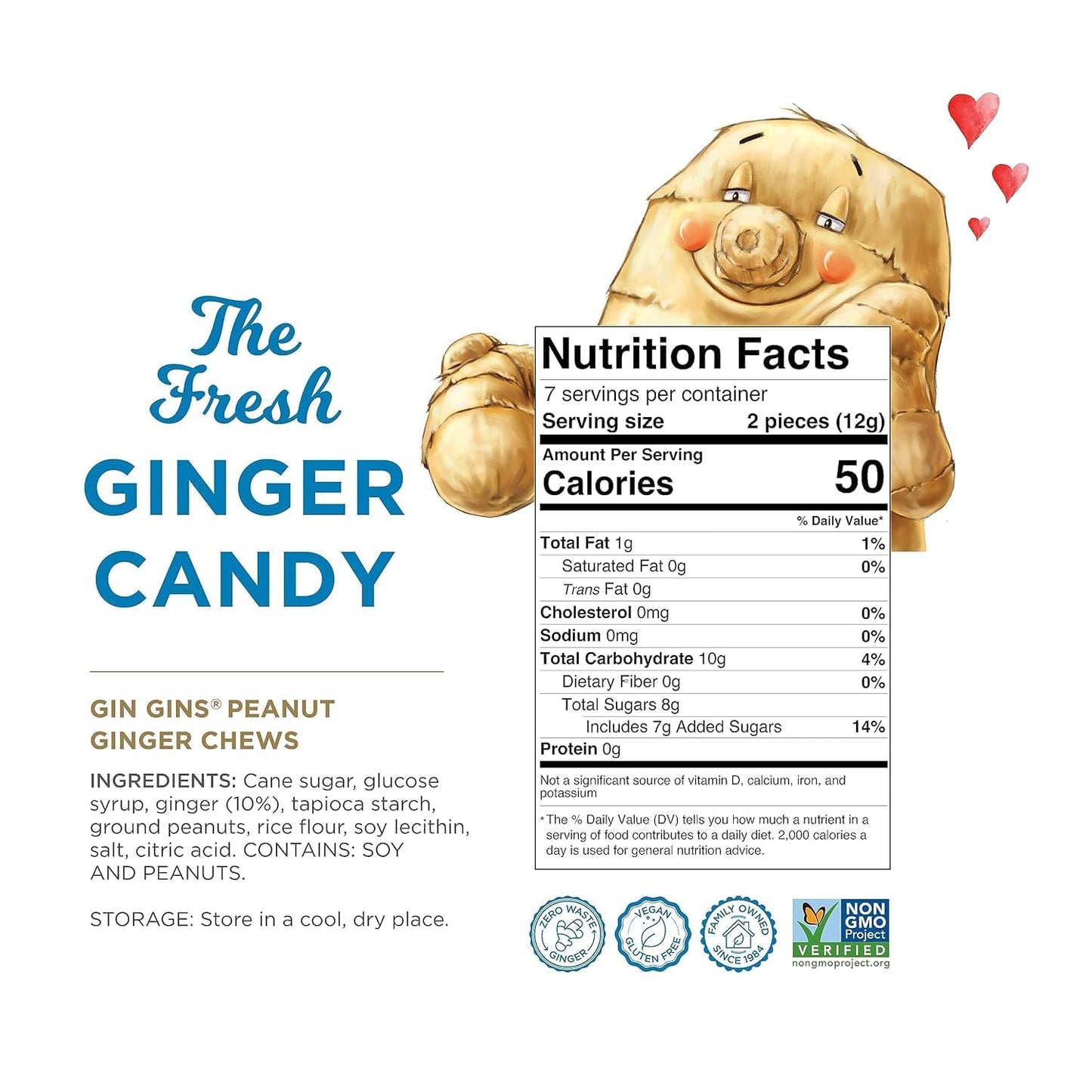 GIN GINS Ginger Chews – Natural Fresh Ginger Candy by The Ginger People – Individually Wrapped Healthy Candy – Original, Apple, Peanut and Turmeric Flavors – Variety Pack – 4 x 3oz bag each flavor (Pack of 4 bags)