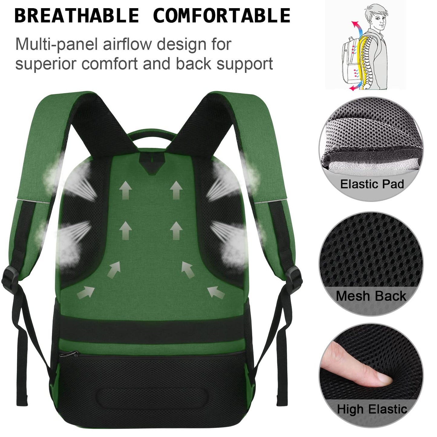Laptop Backpack,Business Travel Anti Theft Slim Durable Laptops Backpack with USB Charging Port,Water Resistant College Computer Bag for Women & Men Fits 15.6 Inch Laptop and Notebook - Black