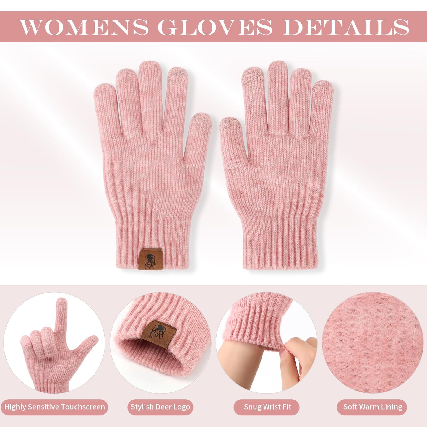 Winter Gloves for Women Upgraded Touch Screen Warm Knit Gloves for Working Driving Running