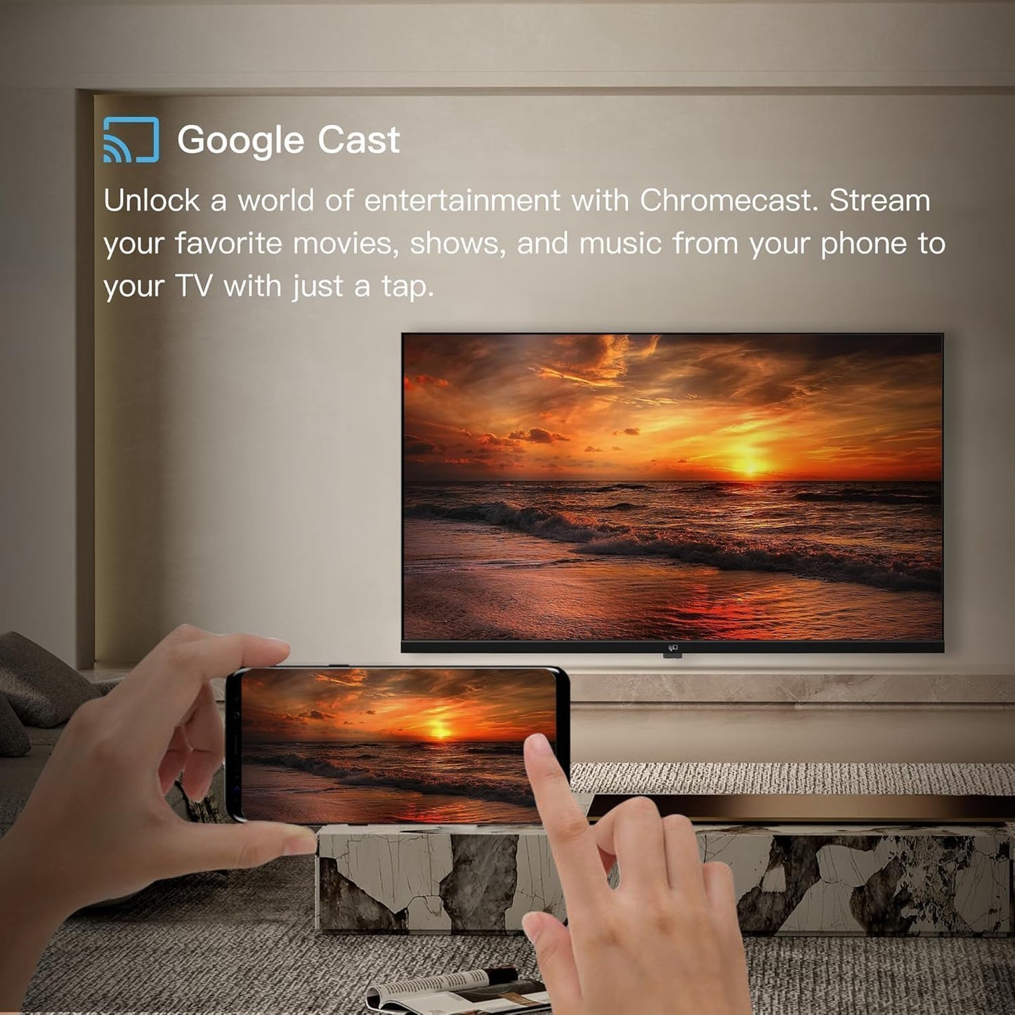 FPD 43 Inch Smart TV, 4K UHD LED Flat Screen Google TV with Google Cast, Bluetooth, HDMI, Streaming Live, HDR 10, Dolby Vision, Ultra Slim Television(Canvas-Series, CG43-C3, 2025)