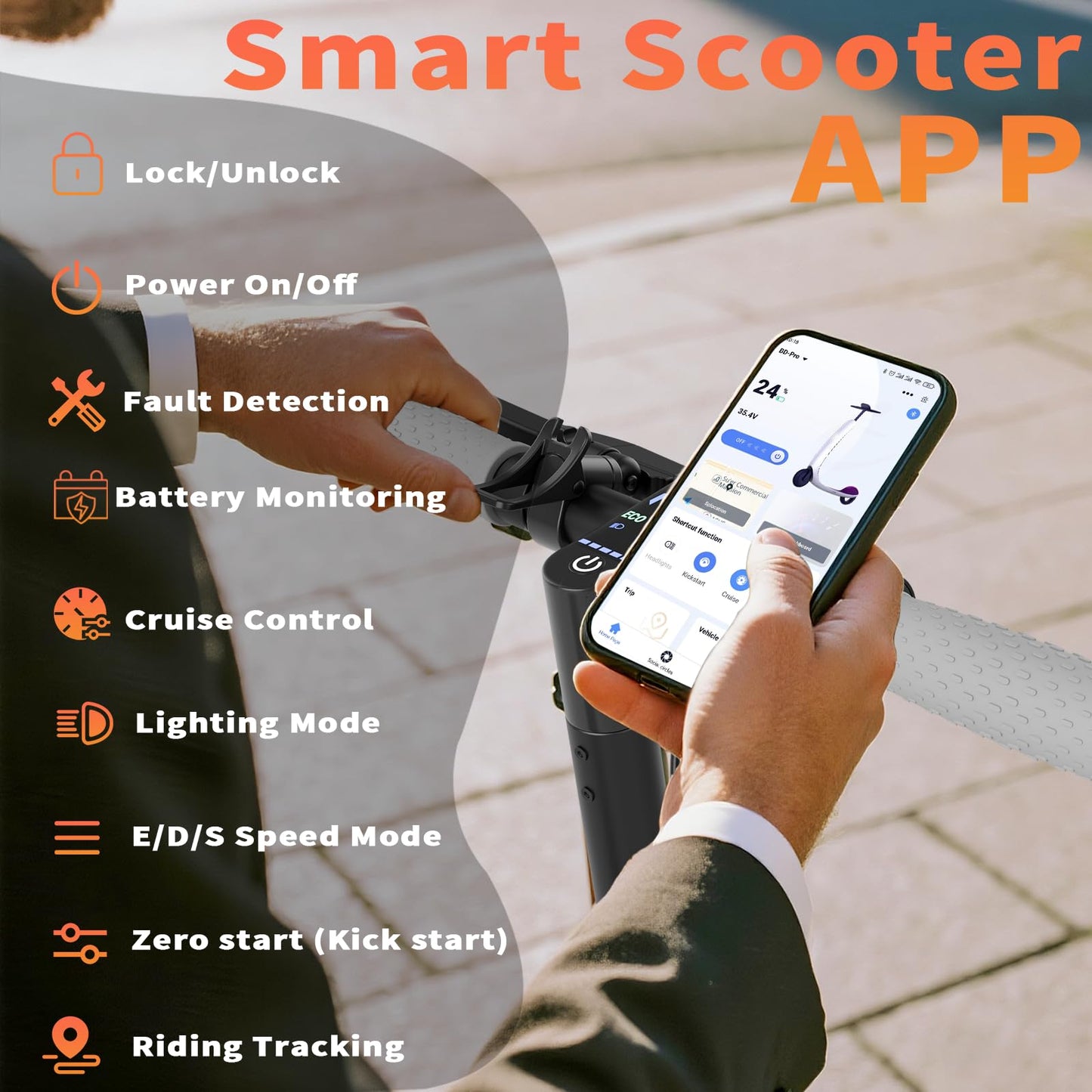 Electric Scooter for Adults, 350W/500W Motor, 16-22 Miles Range, 8.5"/10" Solid Tires, Dual Braking & Suspension, Folding Portable Commuting E-Scooter with App