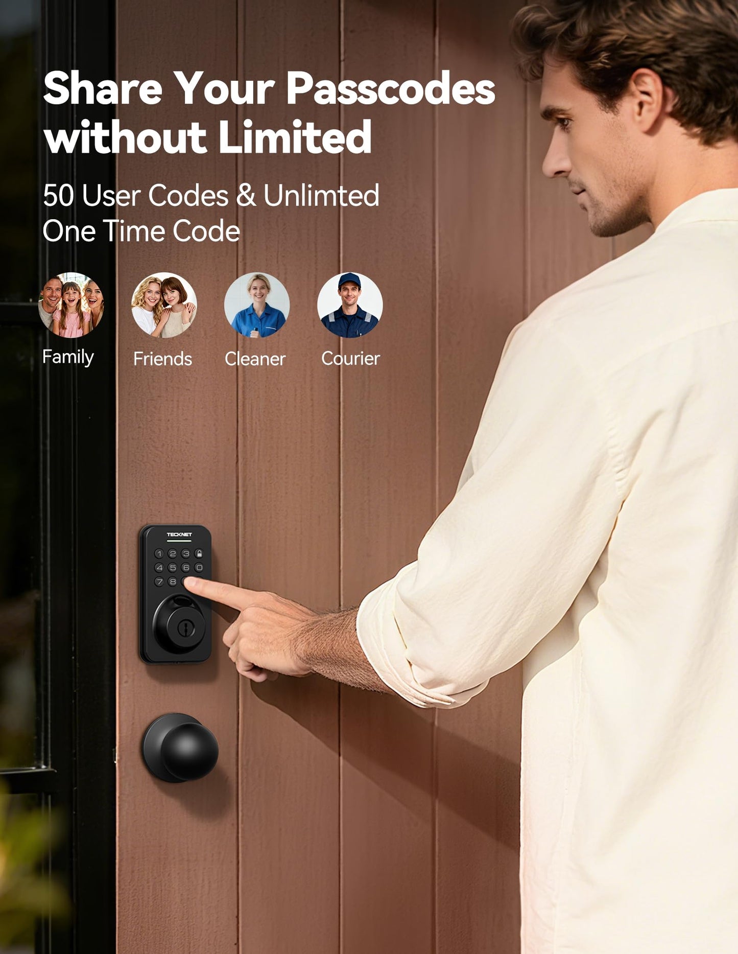 Keyless Entry Door Lock with Handle, Fingerprint Keypad Deadbolt with Handle Set, Smart Door Locks for Front Door with App Control, Auto-Lock, One-Time Code, Easy to Install