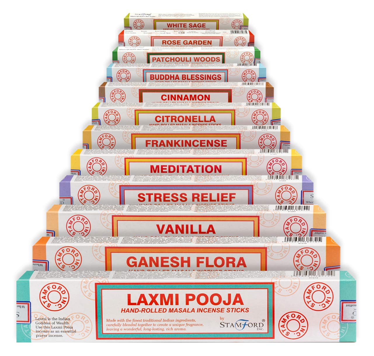 Satya Premium Mix Assorted Incense Sticks Set of 12 Pack | for Meditation, Aromatherapy, Healing, Yoga, Positivity and Relaxation | 180 Sticks (12Packs X 15Sticks)
