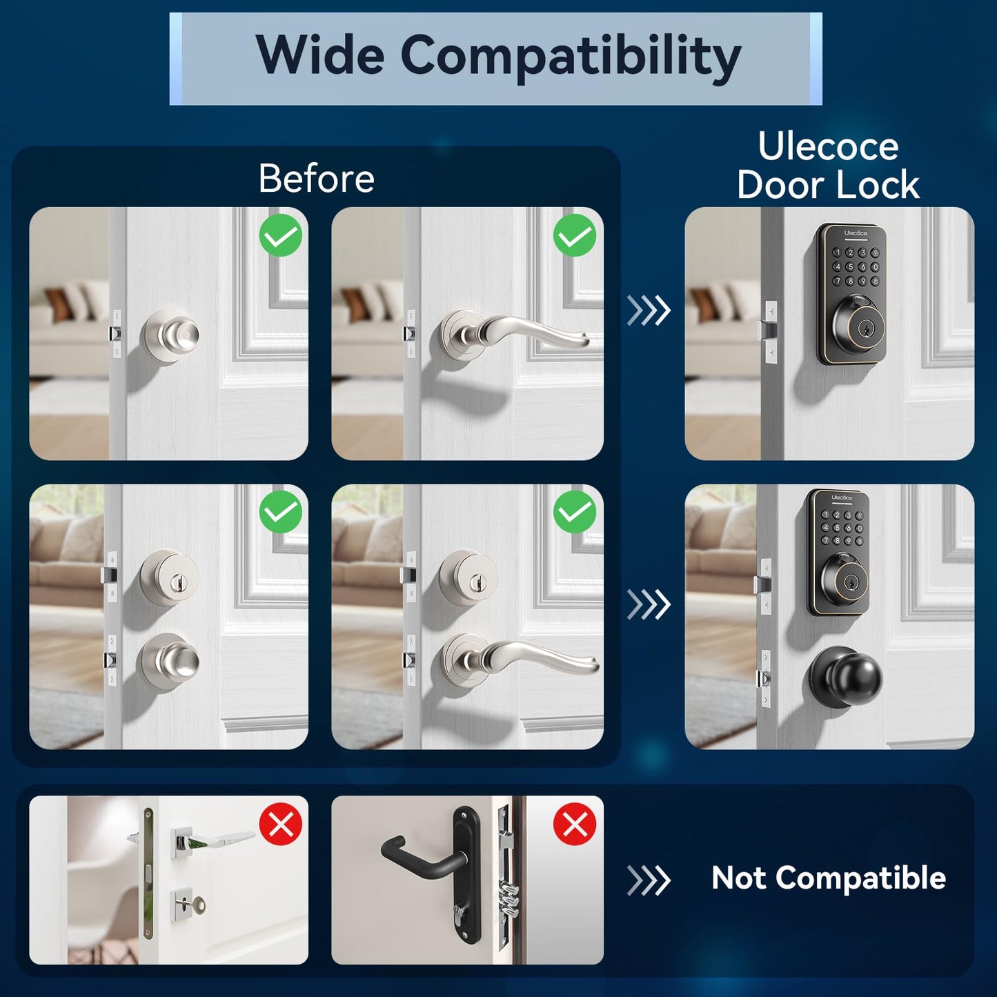 Fingerprint Keypad Deadbolt with Handle Set, Keyless Entry Door Lock, Door Locks for Front Door Lock Set, App Control, Auto Locking, Easy to Install, Matte Black