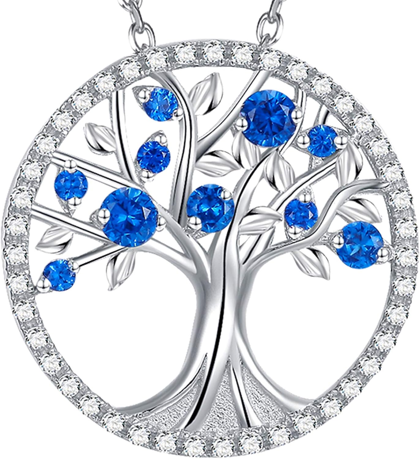 Tree of Life Necklace Birthday Gifts for Wife Mom January February Birthstones Necklace Garnet Amethyst and More Stones Jewelry 925 Sterling Silver