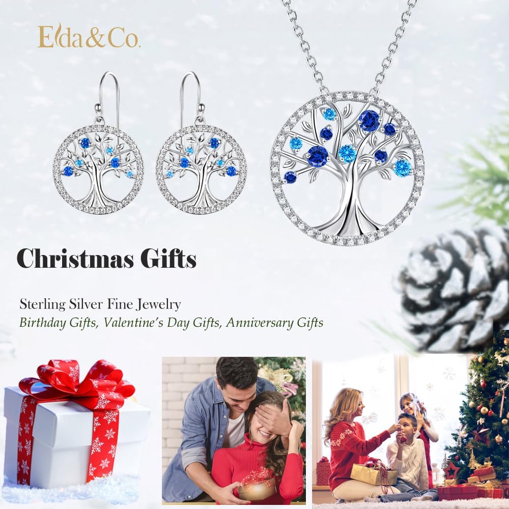 Tree of Life Necklace Birthday Gifts for Wife Mom January February Birthstones Necklace Garnet Amethyst and More Stones Jewelry 925 Sterling Silver