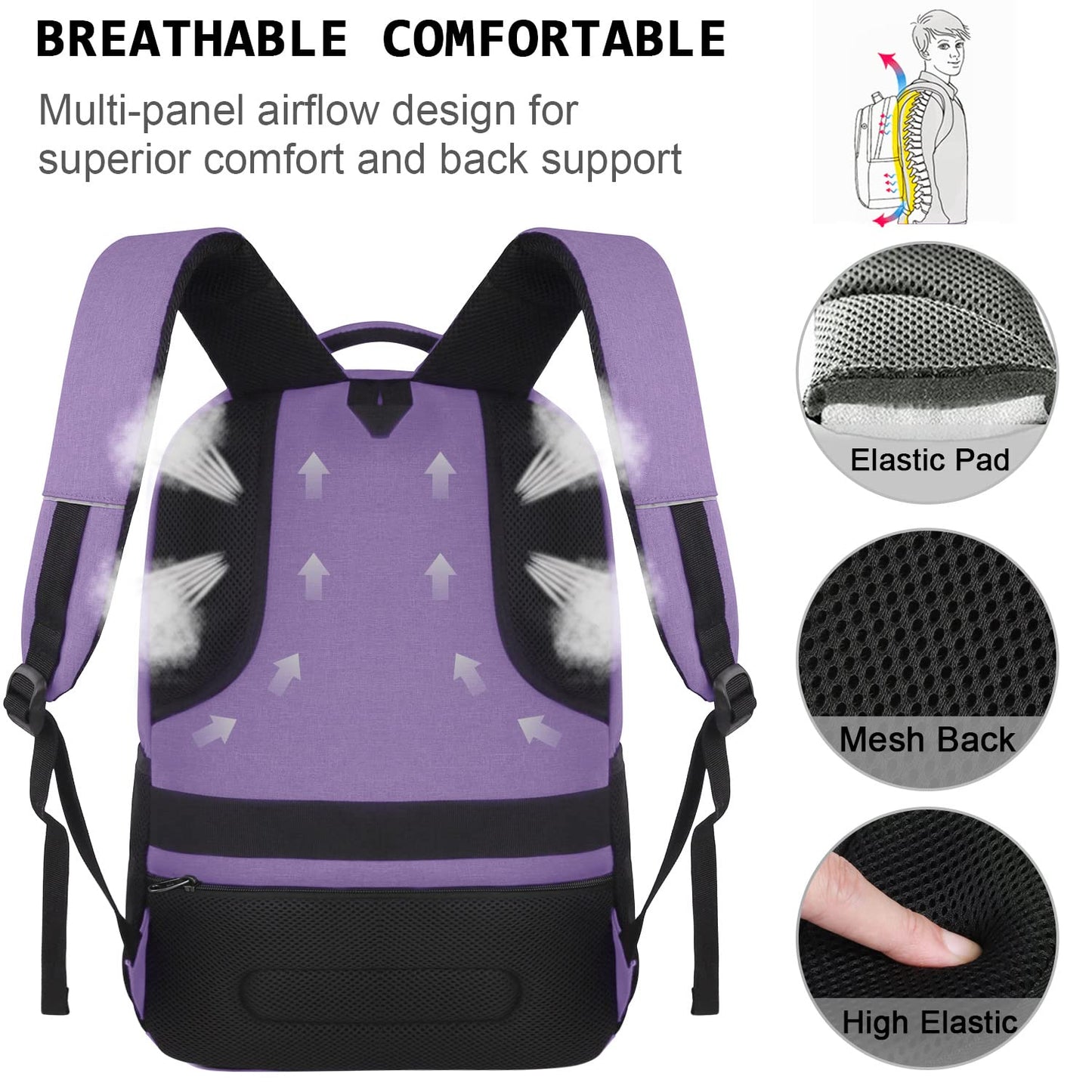 Laptop Backpack,Business Travel Anti Theft Slim Durable Laptops Backpack with USB Charging Port,Water Resistant College Computer Bag for Women & Men Fits 15.6 Inch Laptop and Notebook - Black