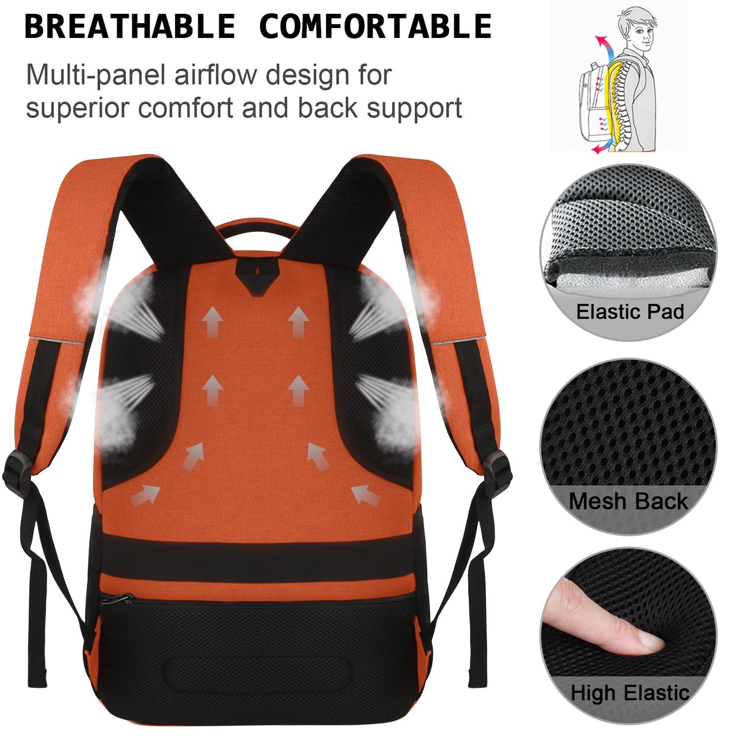 Laptop Backpack,Business Travel Anti Theft Slim Durable Laptops Backpack with USB Charging Port,Water Resistant College Computer Bag for Women & Men Fits 15.6 Inch Laptop and Notebook - Black