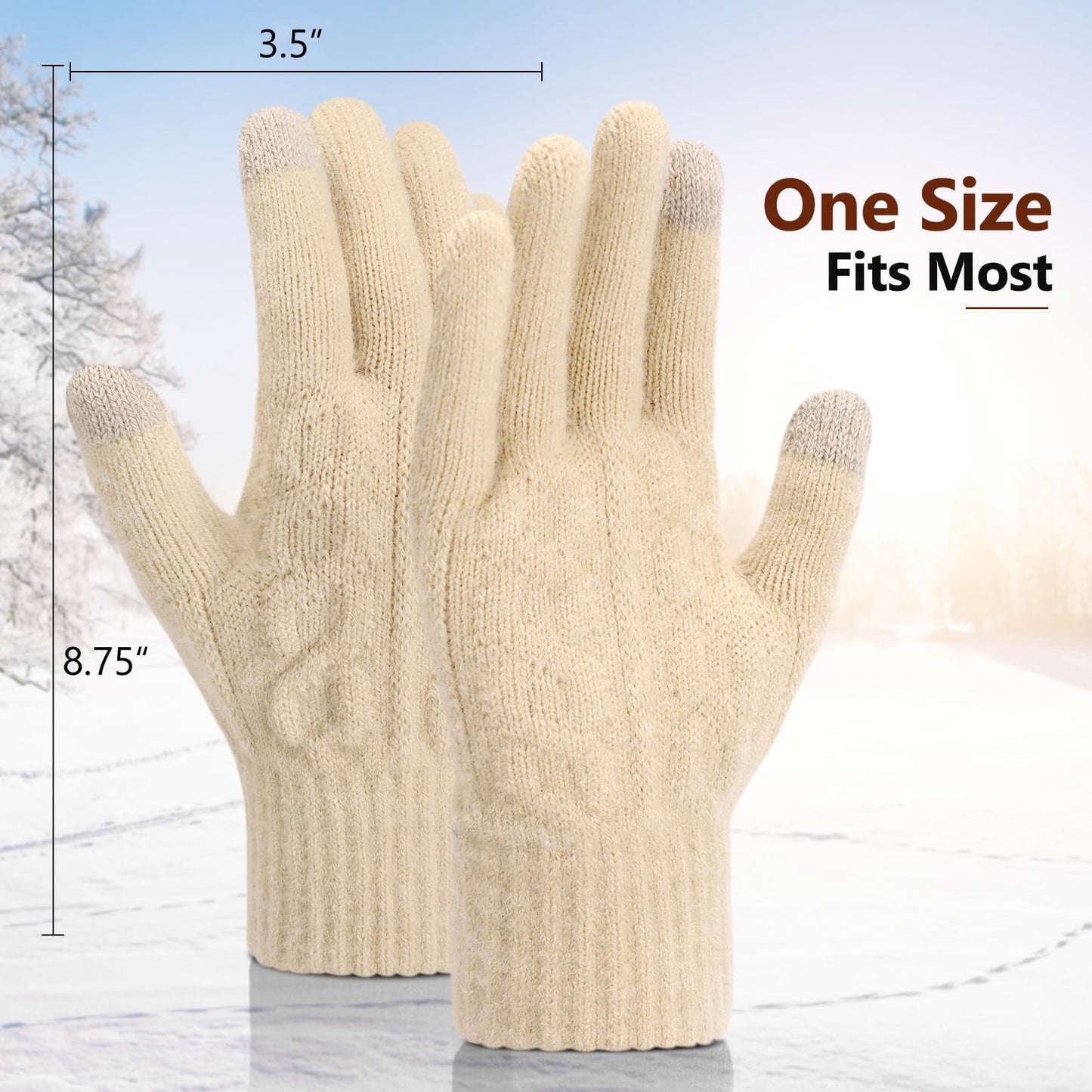 Pleneal 4 Pairs Winter Gloves for Women, Touchscreen Glove Womens Warm Lining Glove, Knitted Gloves for Cold Weather