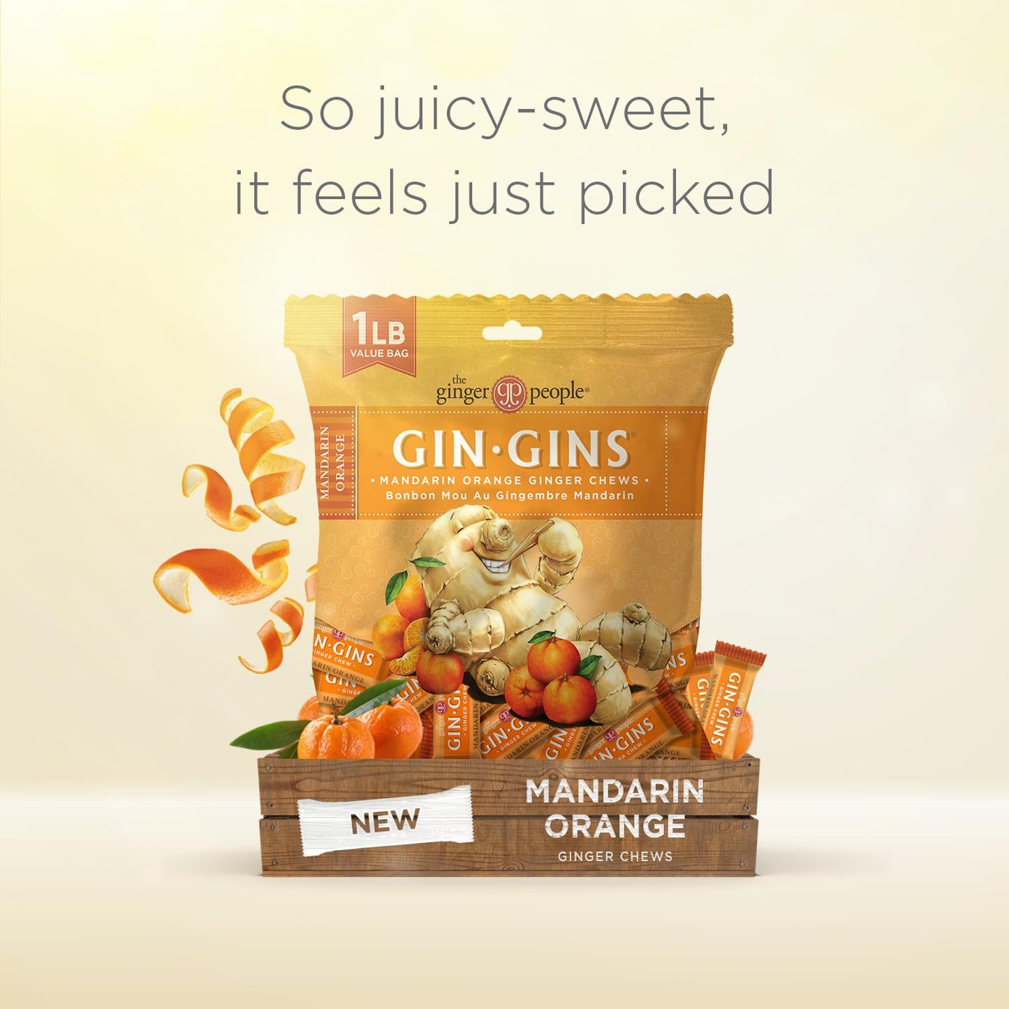 GIN GINS Spicy Apple Ginger Chews – Natural Fresh Ginger Candy by The Ginger People – Individually Wrapped Healthy Candy – Spicy Apple Ginger Flavor – Large 1 lb Bag (16oz) – Pack of 1