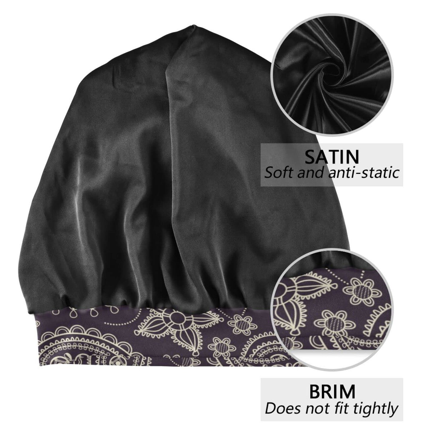 Satin Bonnet Lined Sleep Cap Hair Wrap Cover Slouchy Beanie for Curly Hair Protection for Gifts for Men Women Dark Blue Stars