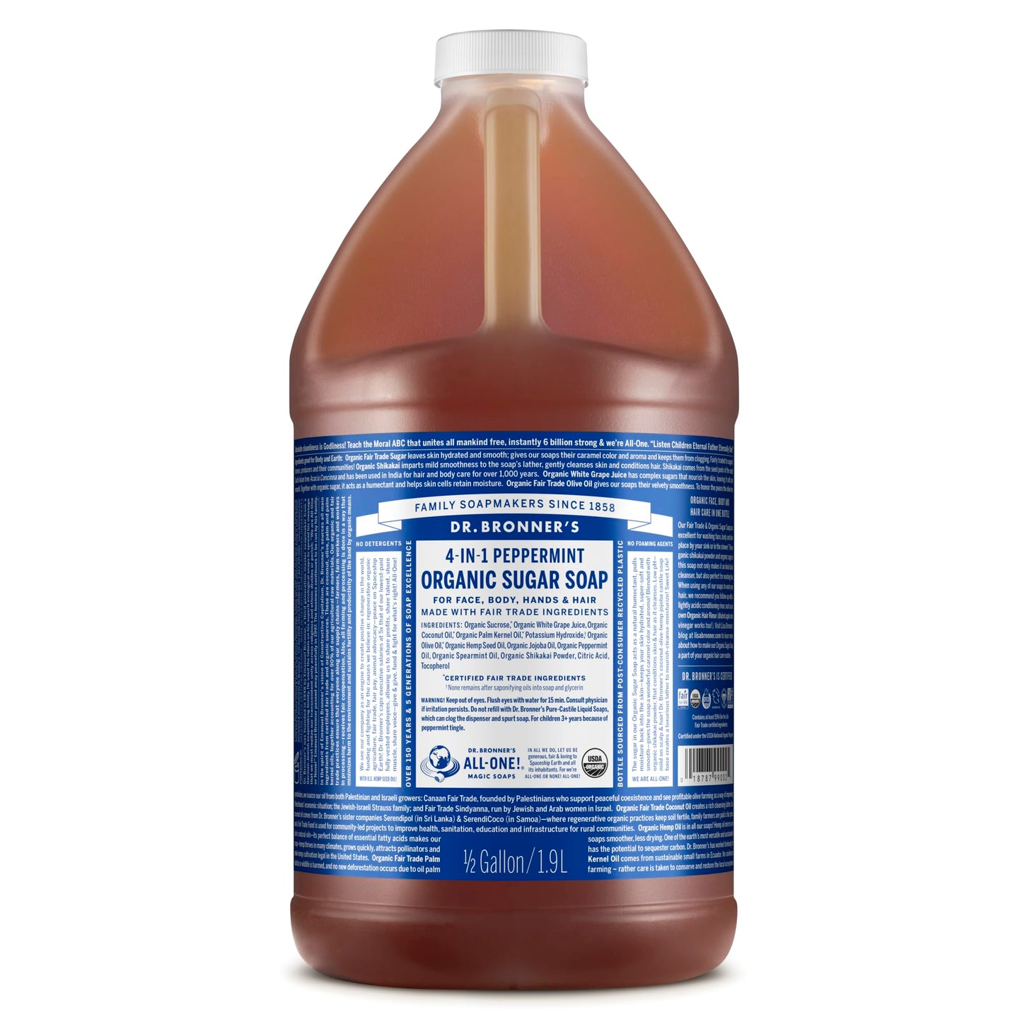 Dr. Bronner's - Organic Sugar Soap (Lemongrass, 24 Ounce) - Made with Organic Oils, Sugar and Shikakai Powder, 4-in-1 Uses: Hands, Body, Face and Hair, Cleanses, Moisturizes and Nourishes, Vegan