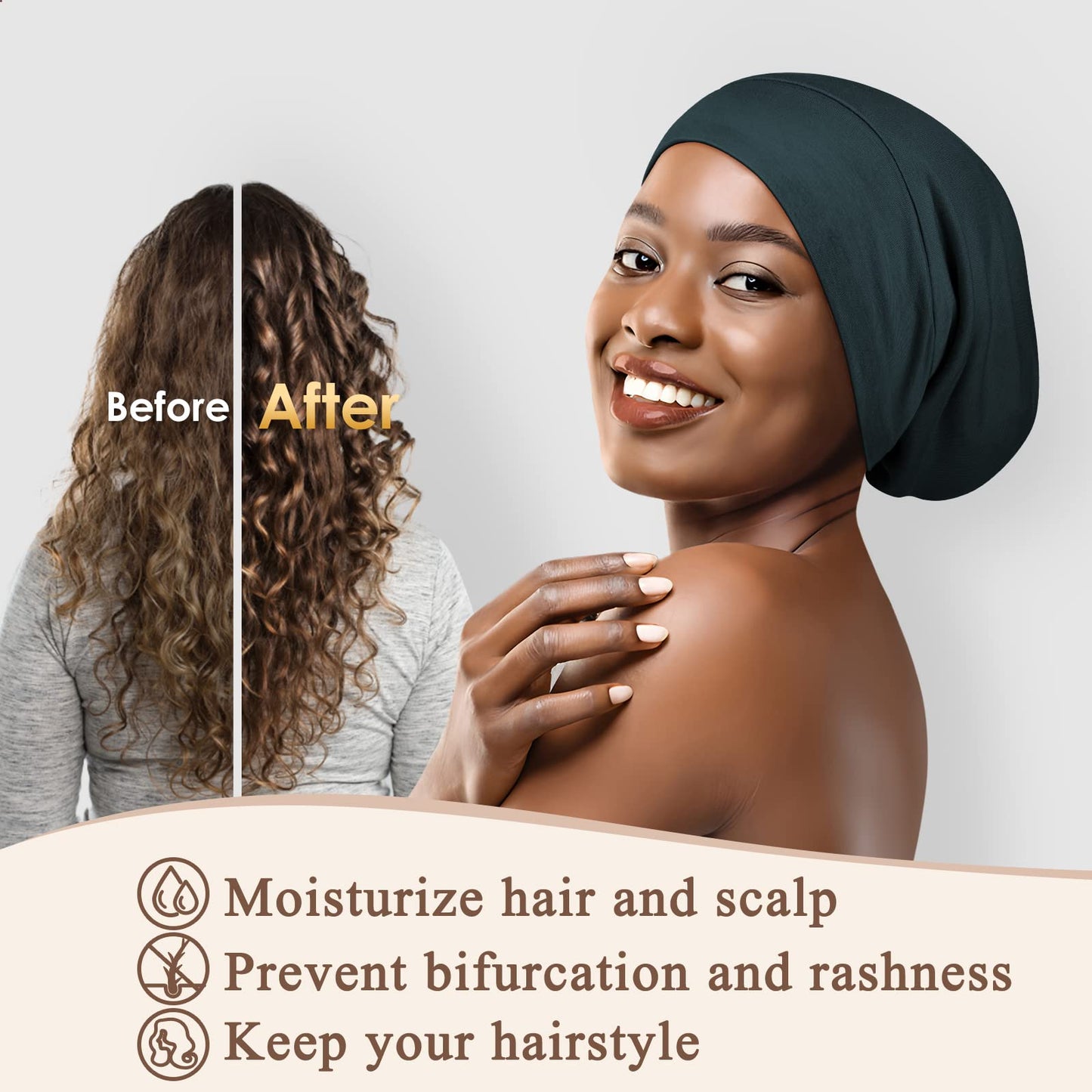 OLESILK 100% Mulberry Silk Bonnet for Sleeping Women, Silk Hair Wrap for Sleeping, Silk Sleep Bonnet for Women&Men, Real Silk, Not Satin, Reddish Brown